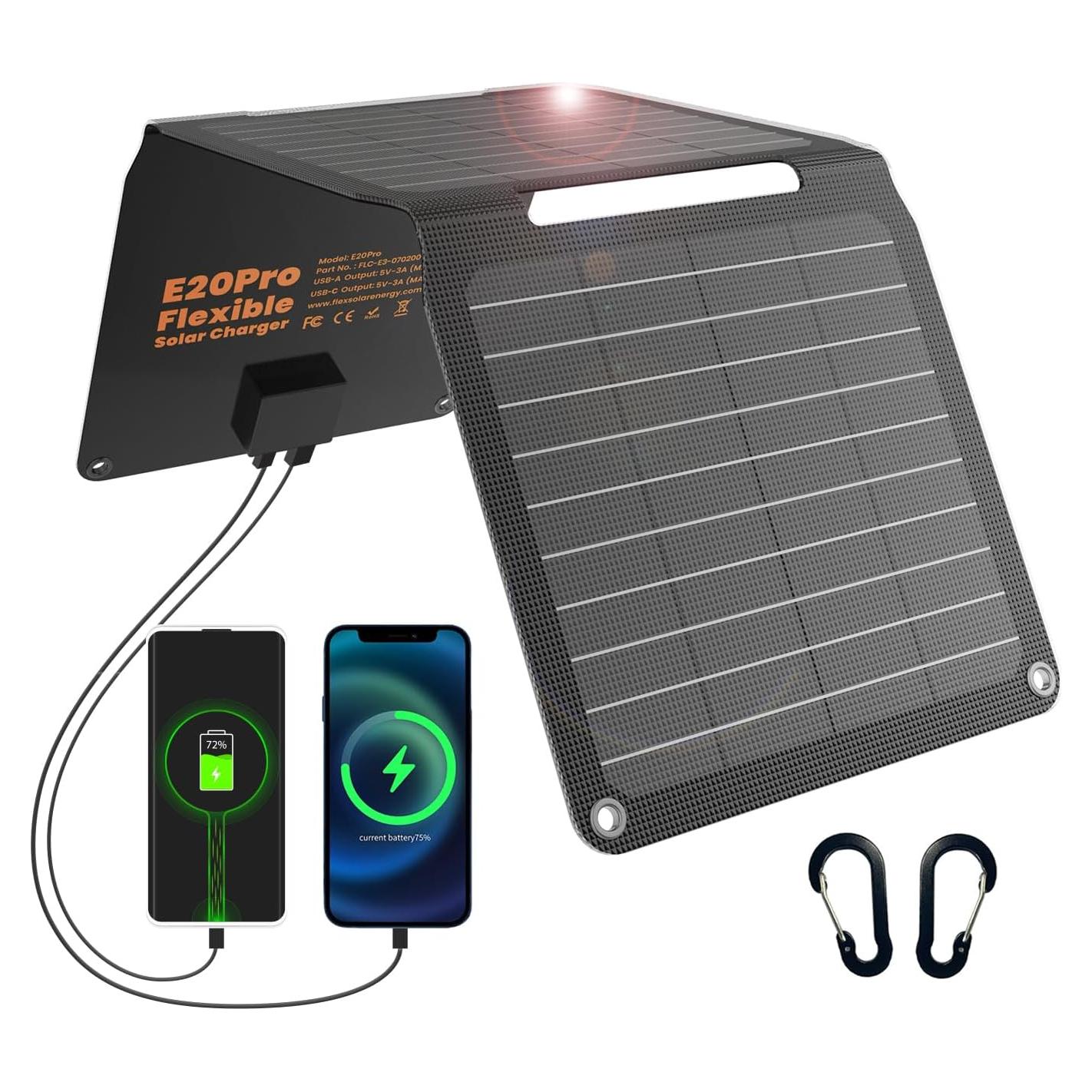 Panel Solar Portátil FlexSolar 20W Plegable USB A/C Impermeable
