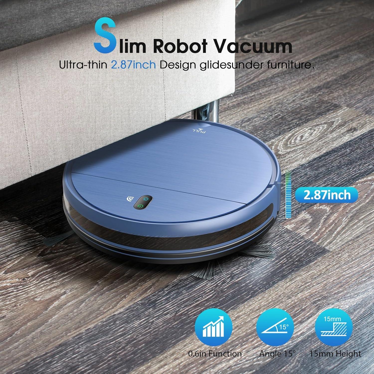 Robot Vacuum and Mop, 2-in-1 Robotic Vacuums Cleaner with Smart Max Strong Suction, WiFi/App/Alexa Voice Control, Obstacle Avoidance, for Pet Hair, Carpets and More - Blue