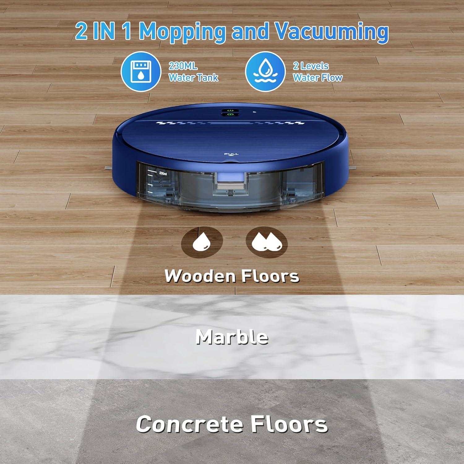 Robot Aspirador y Mopa 2 en 1 MANVN BR151, 2300Pa, Control App