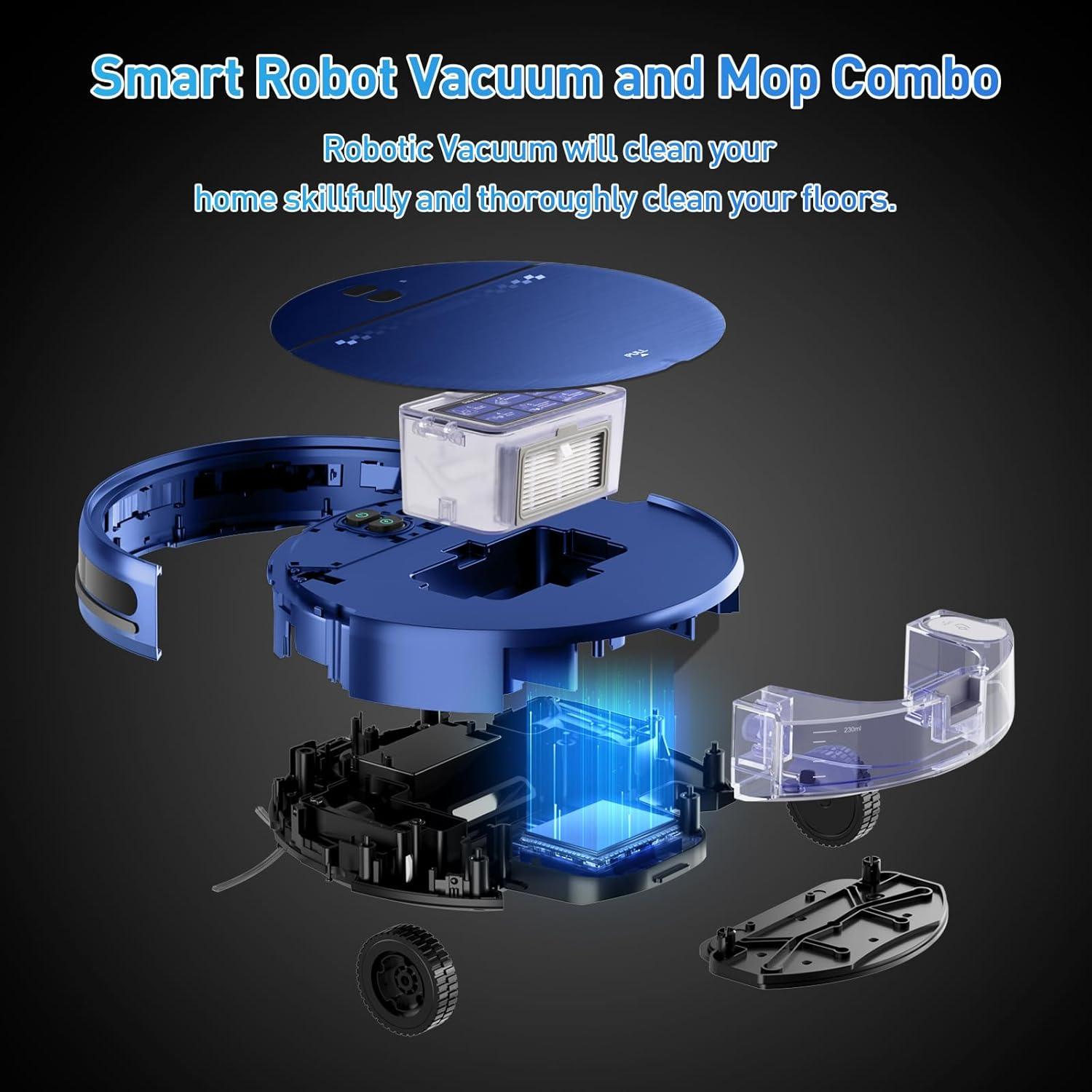 Robot Aspirador y Mopa 2 en 1 MANVN BR151, 2300Pa, Control App