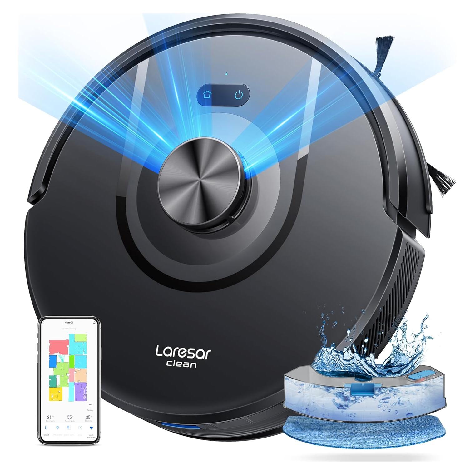 Robot Vacuum and Mop Combo, 5000Pa Robot Vacuum Cleaner with LIDAR Navigation, 3 in 1 Robot Vacuum Mop with Auto Carpet Boost, Self Charging, App/Voice Control, Ideal for Pet Hair,5 Maps