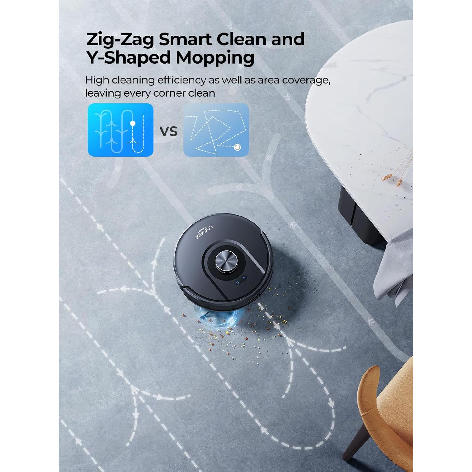 Robot Vacuum and Mop Combo, 5000Pa Robot Vacuum Cleaner with LIDAR Navigation, 3 in 1 Robot Vacuum Mop with Auto Carpet Boost, Self Charging, App/Voice Control, Ideal for Pet Hair,5 Maps