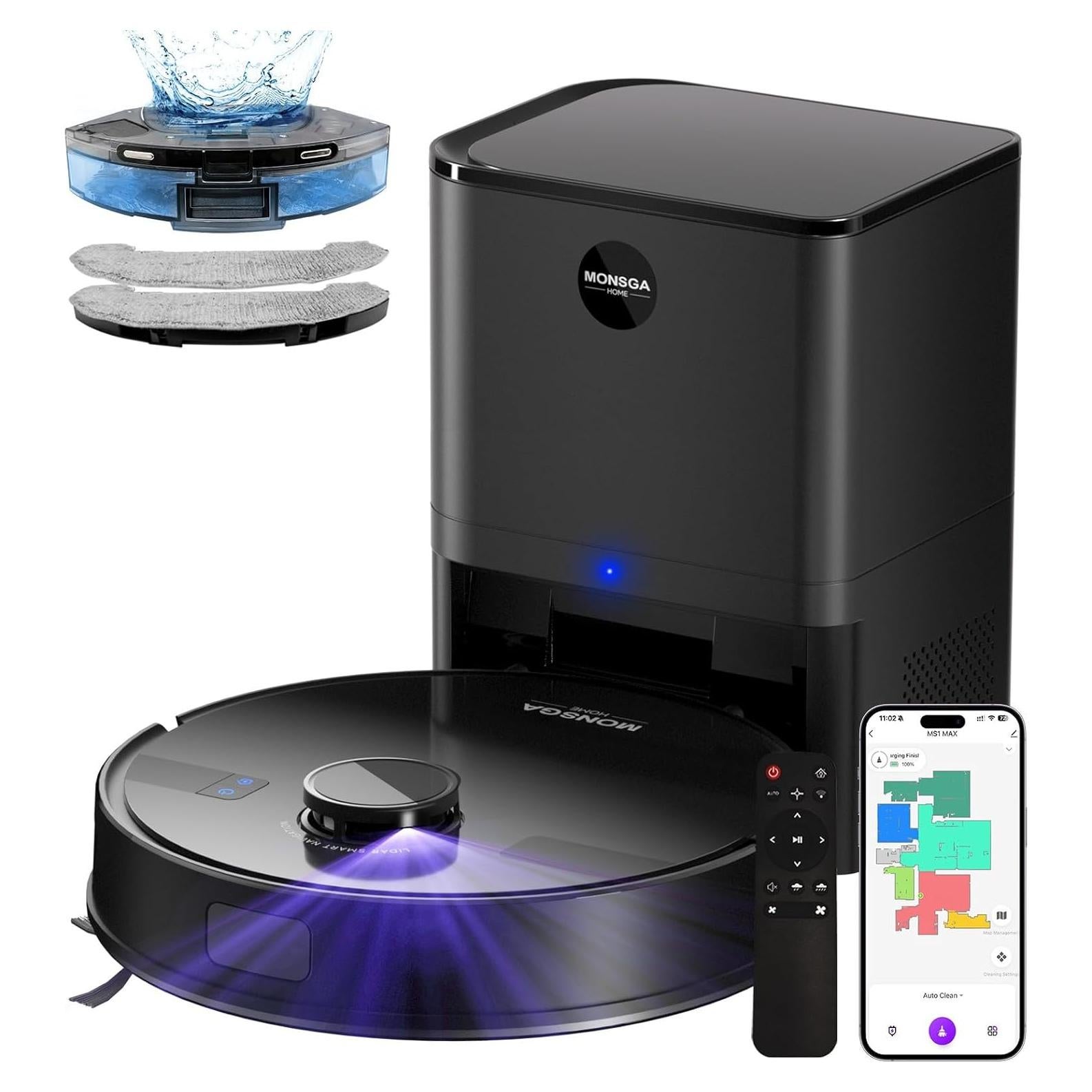 Aspiradora Robótica MONSGA MS1 MAX, 5000Pa, Auto Vaciamiento 3.5L