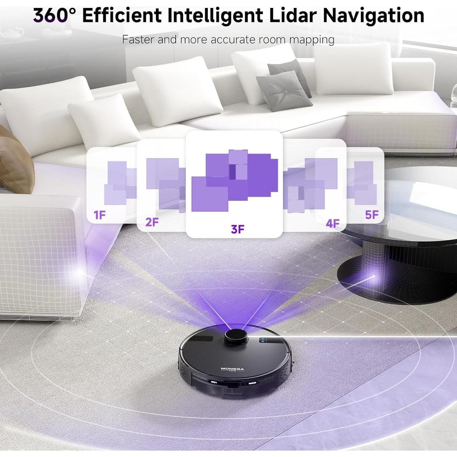 Aspiradora Robótica MONSGA MS1 MAX, 5000Pa, Auto Vaciamiento 3.5L
