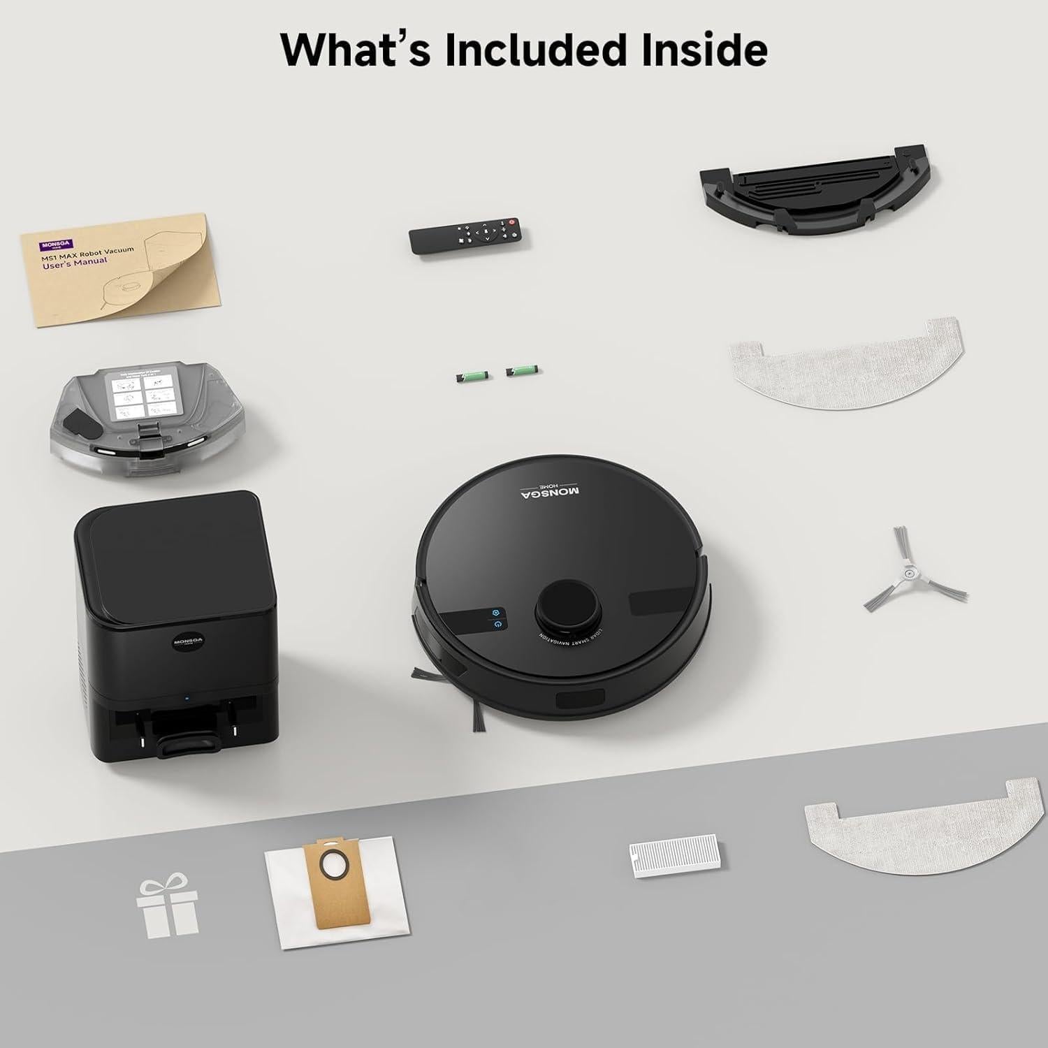 Aspiradora Robótica MONSGA MS1 MAX, 5000Pa, Auto Vaciamiento 3.5L