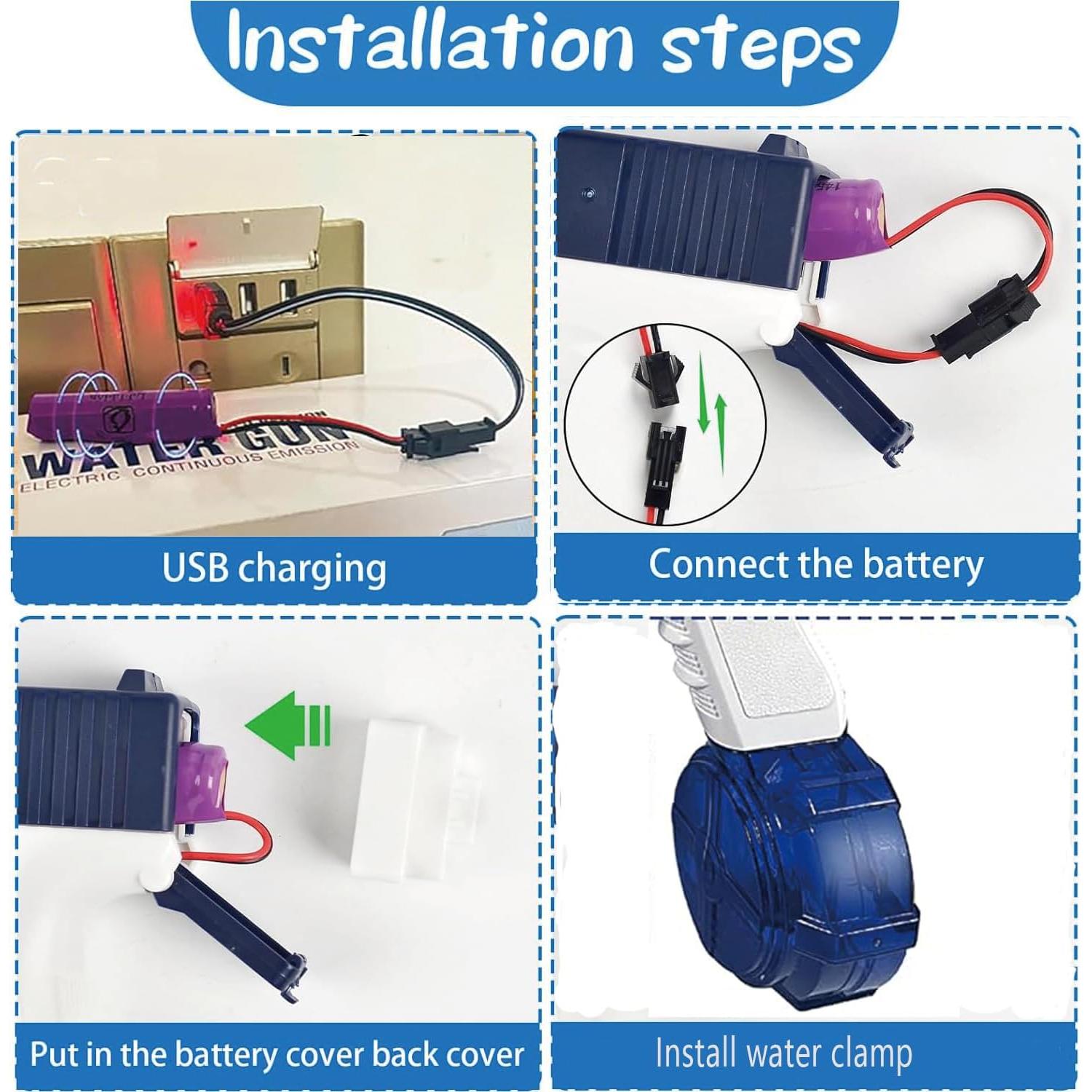 Pistola de Agua Eléctrica ELPSCGROO Recargable 500ml 9,75m