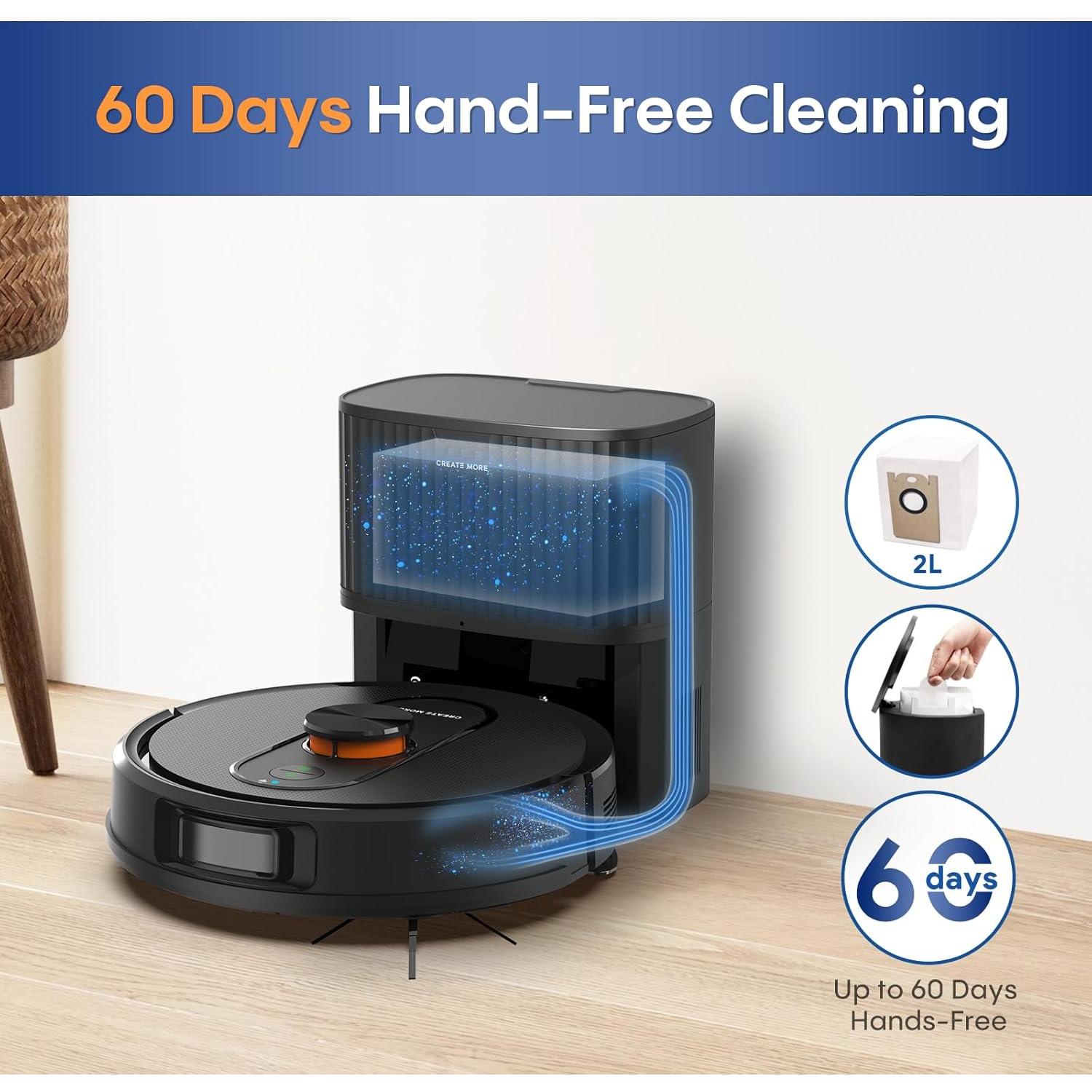 Robot Aspirador Eitton BL20-Pro, Auto-vaciado 5000Pa, 4-en-1