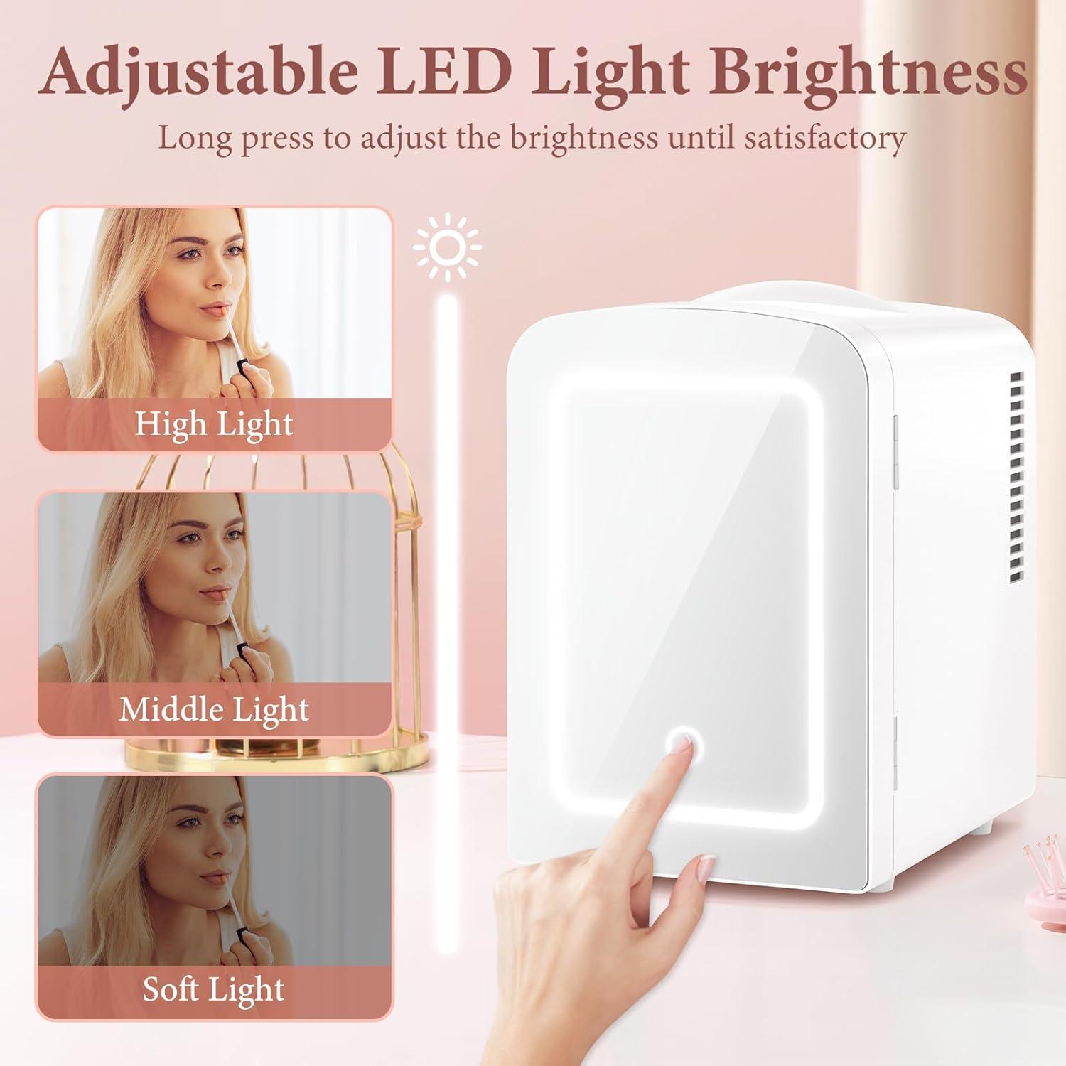 Refrigerador Mini de Cuidado de Piel Xbeauty 4L con Espejo LED