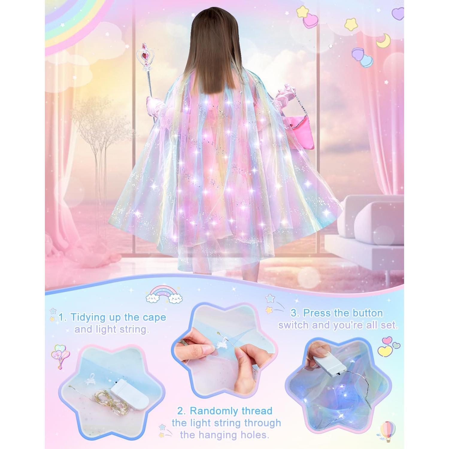 Disfraz de Princesa Minetom para Niñas 3-8 Años con Capa Brillante