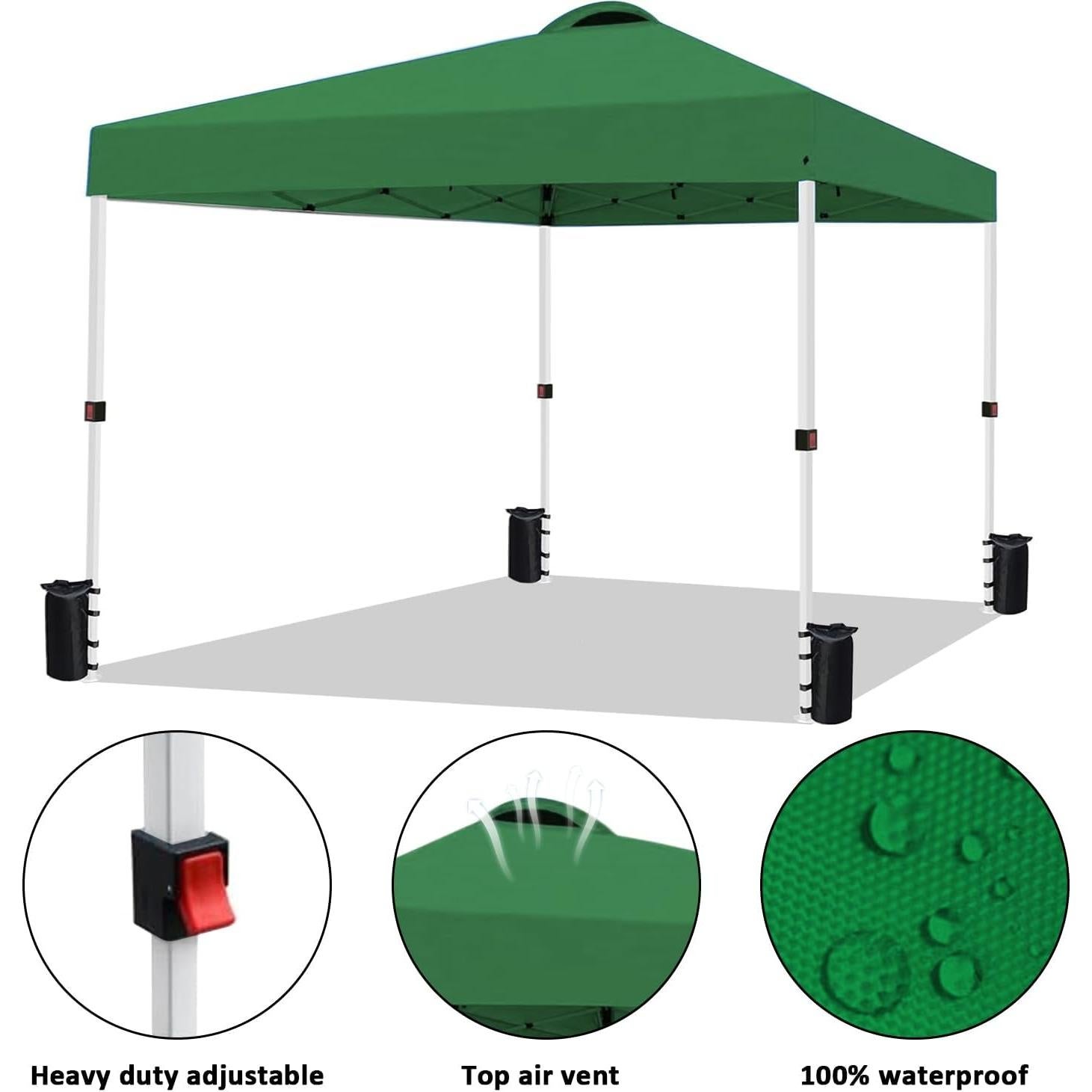 Carpa Plegable 3.05x3.05m SAILARY Impermeable Verde con Accesorios