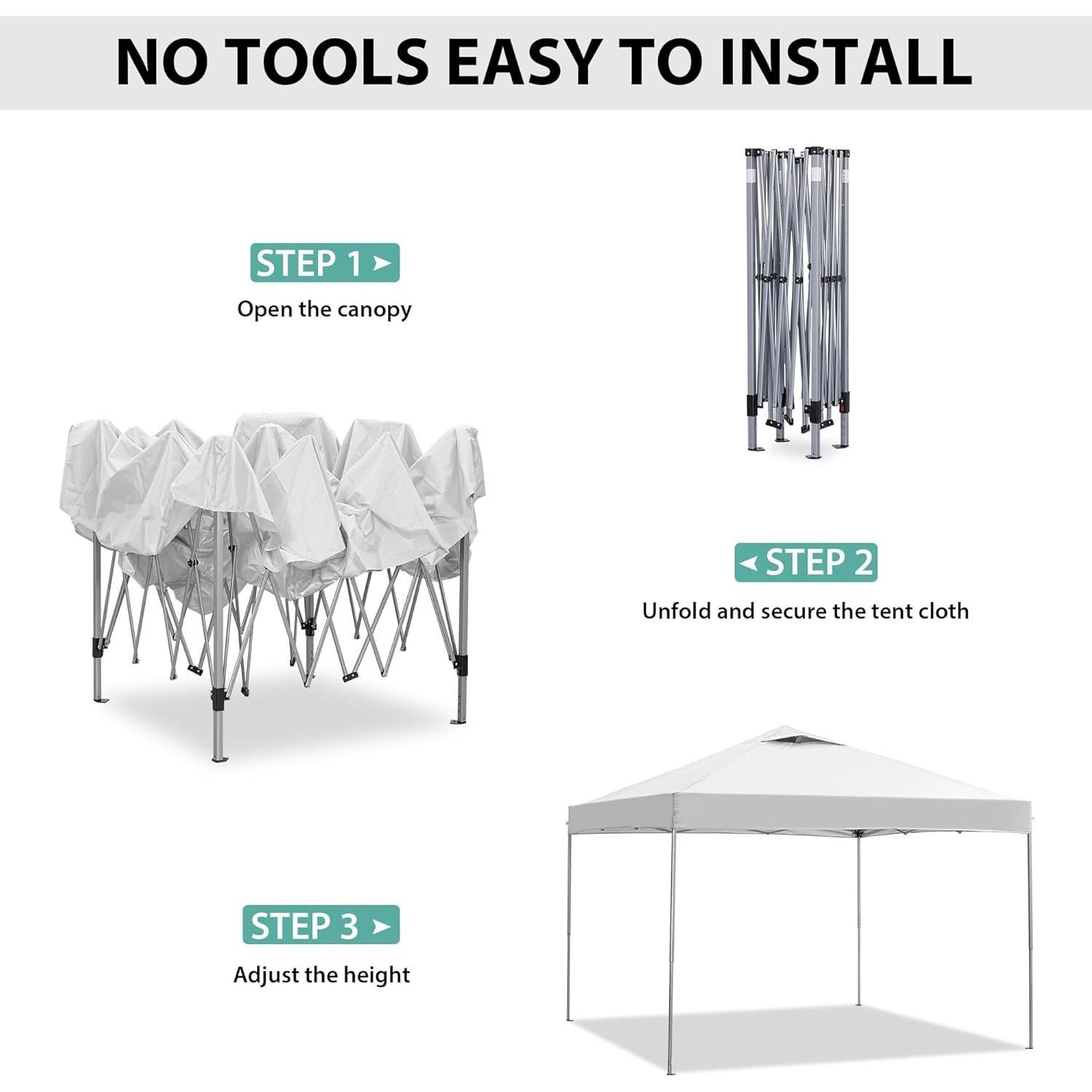 Carpa Plegable GDY 3x3m Blanca, Fácil Montaje para Eventos