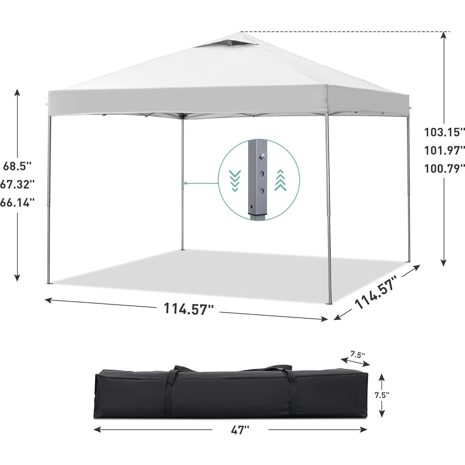 Carpa Plegable GDY 3x3m Blanca, Fácil Montaje para Eventos