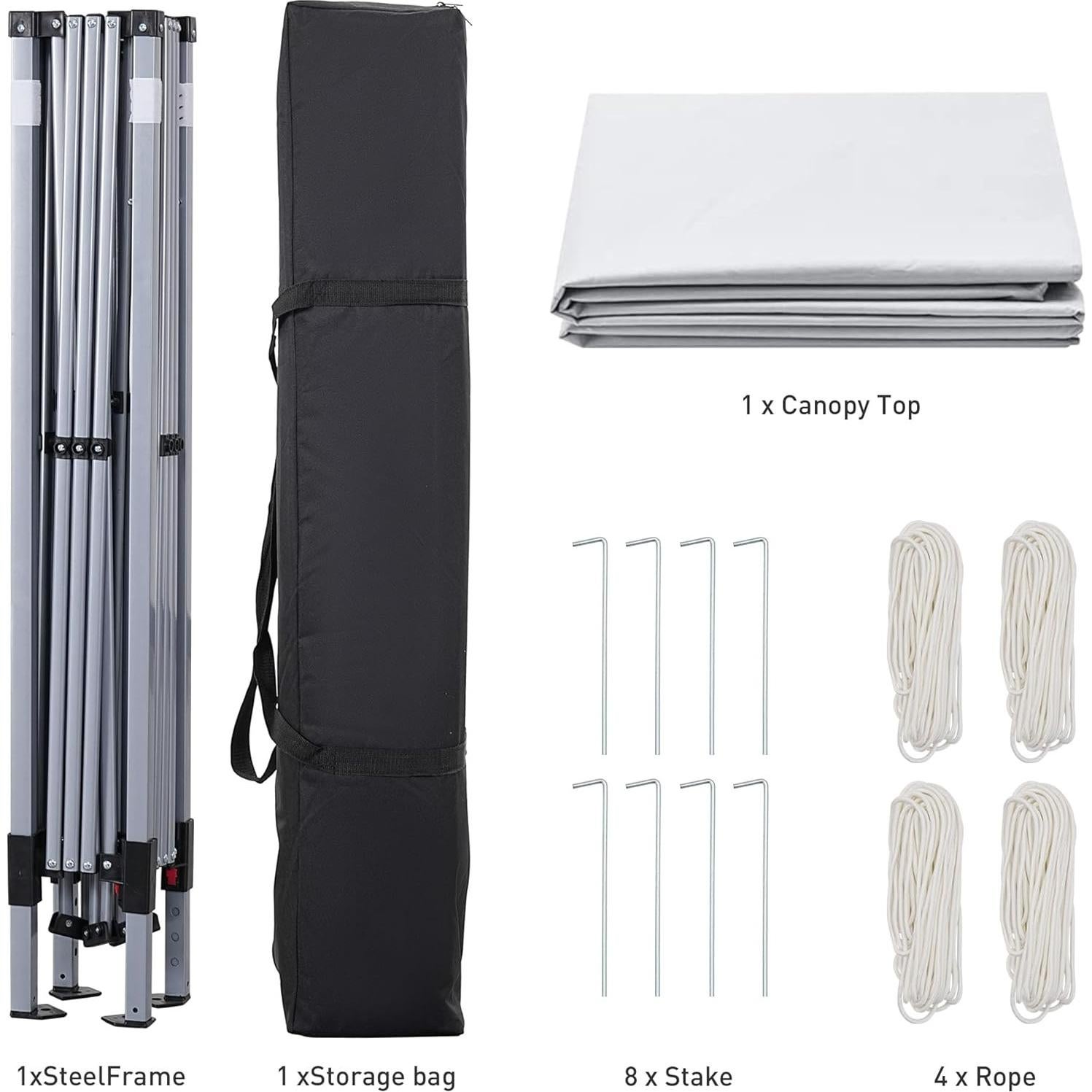 Carpa Plegable GDY 3x3m Blanca, Fácil Montaje para Eventos