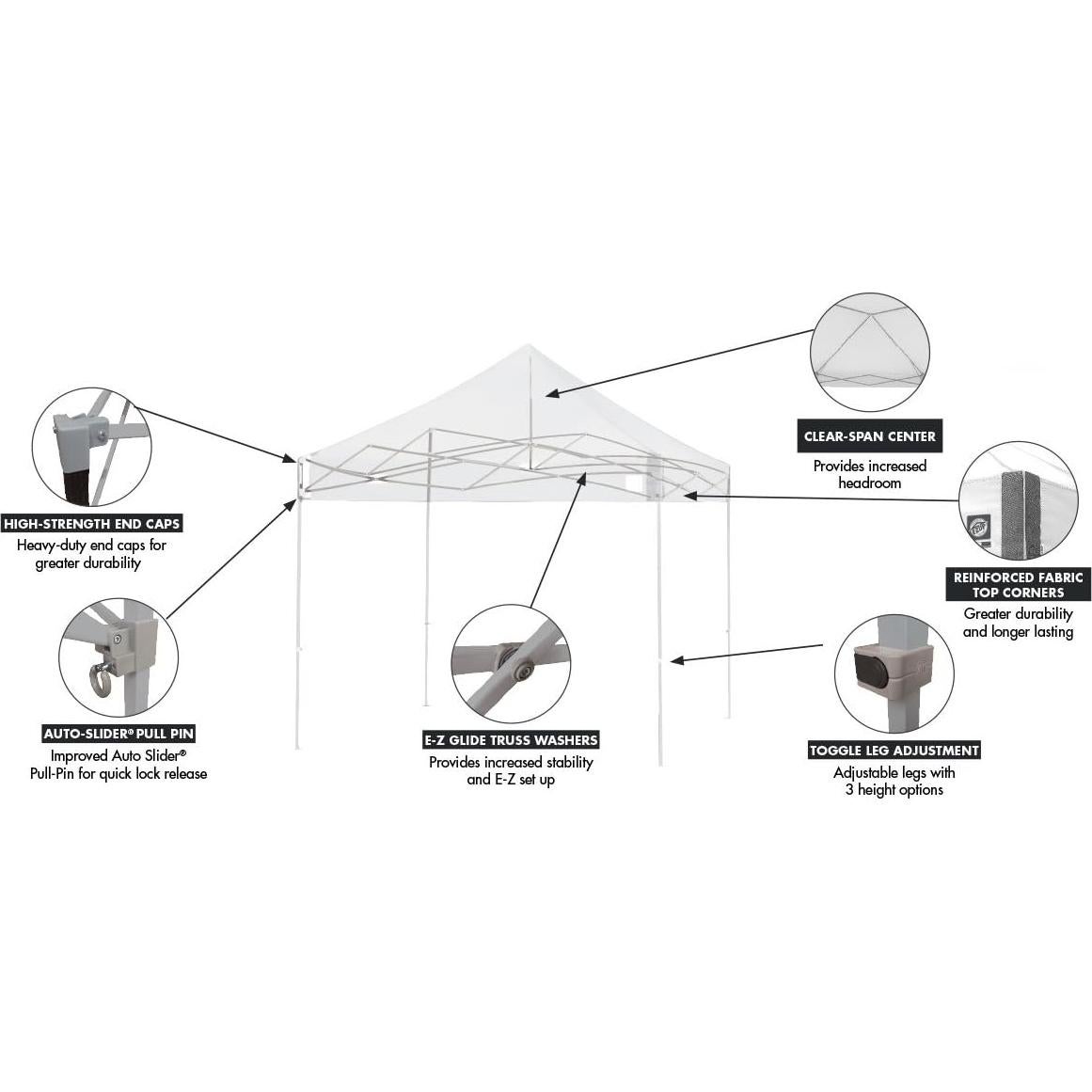 Carpa Plegable E-Z UP Embajador 3.05m x 3.05m con Ruedas
