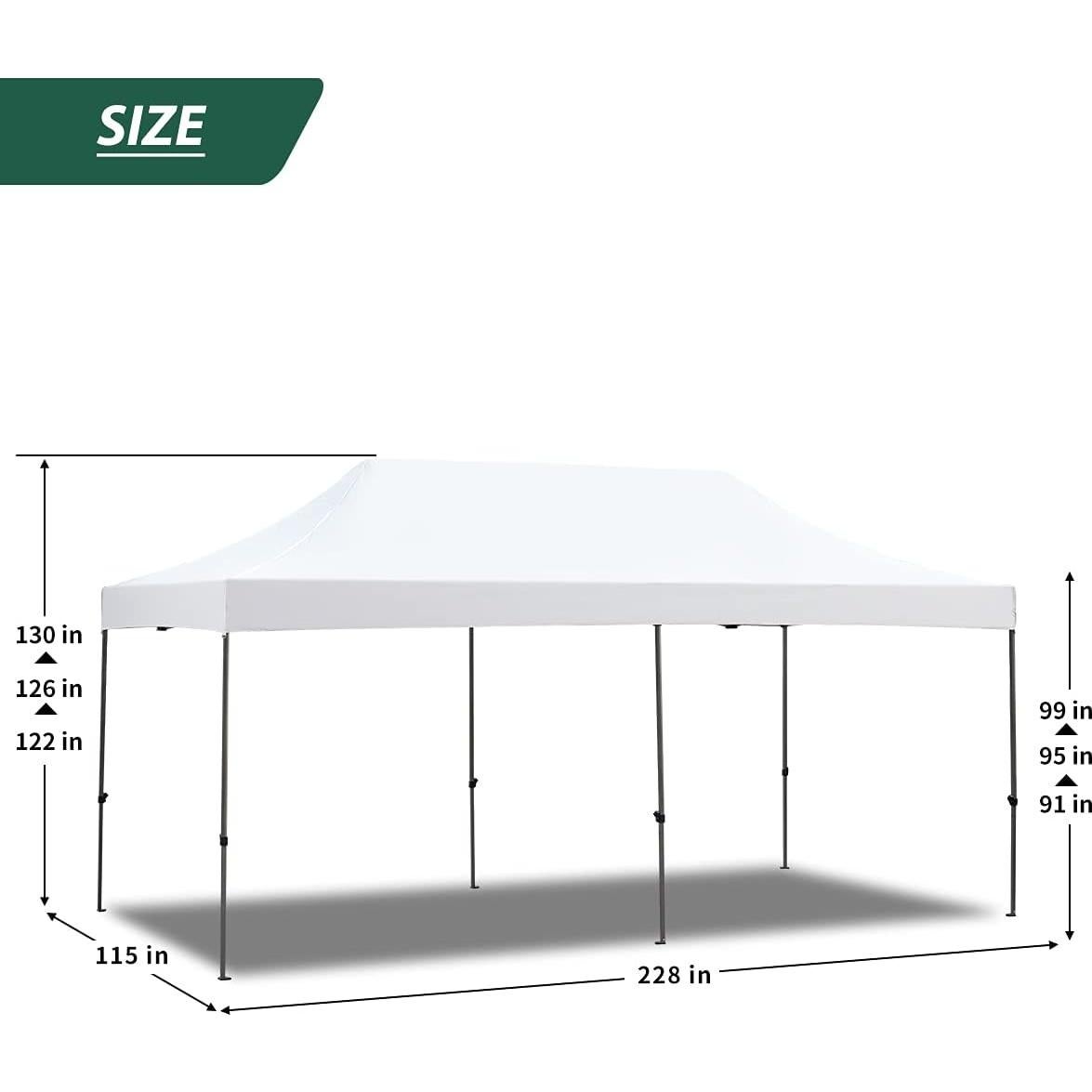 EROMMY 10' x 20' Pop Up Canopy Tent, Commercial Instant Canopy with Roller Bag, 6 Sand Bags, Outdoor Canopies for Festival, Event, White