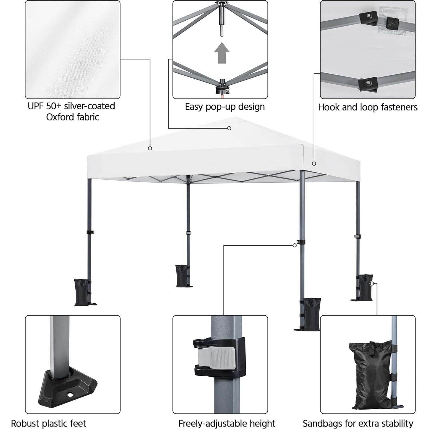 Carpa Plegable 10x10 Yaheetech Blanca con Protección UV