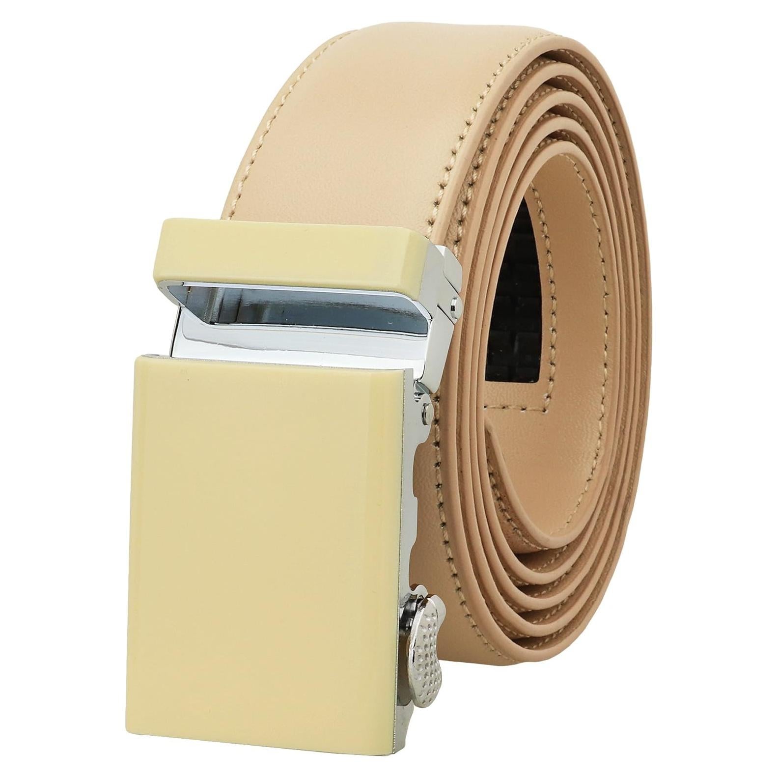 Cinturón de Cuero Genuino Falari Unisex Ajustable Beige 71-86 cm