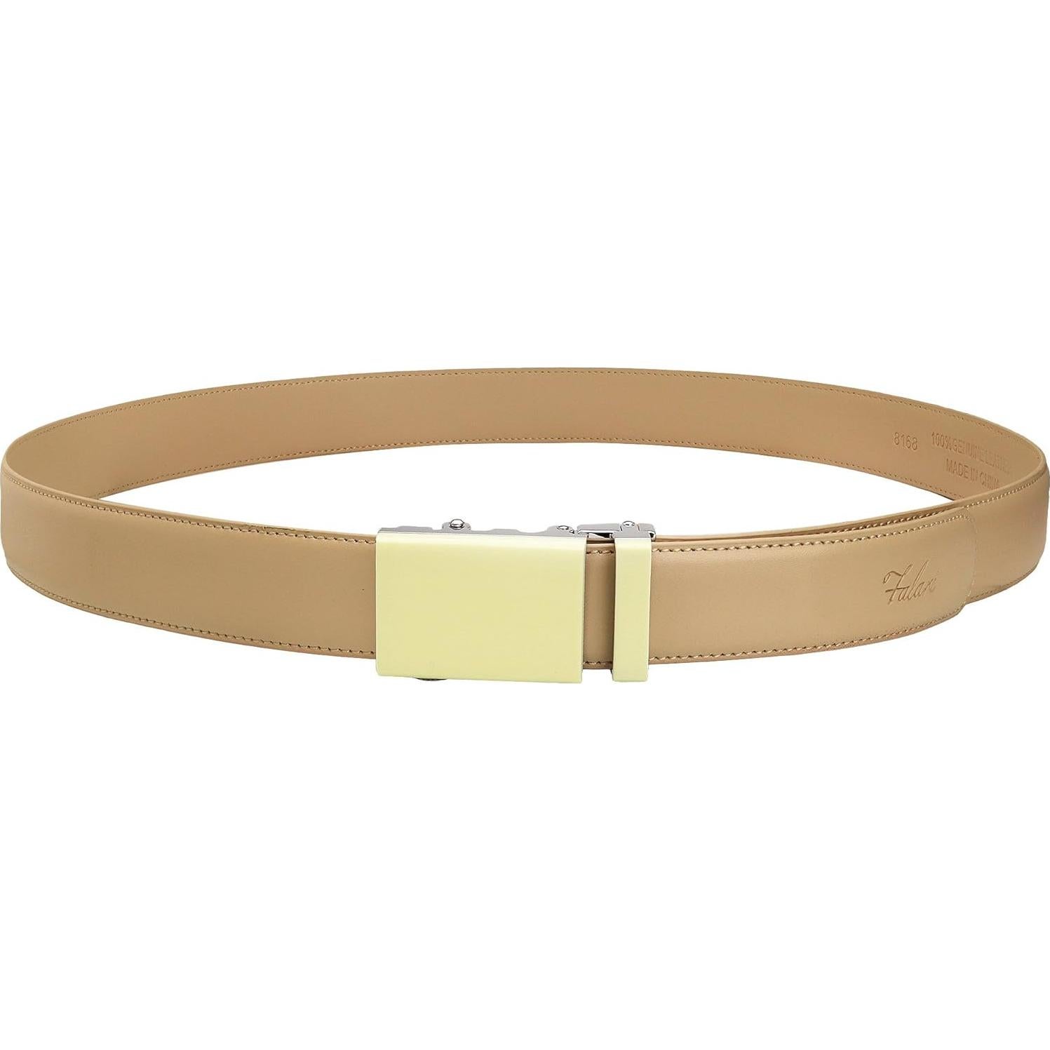 Cinturón de Cuero Genuino Falari Unisex Ajustable Beige 71-86 cm