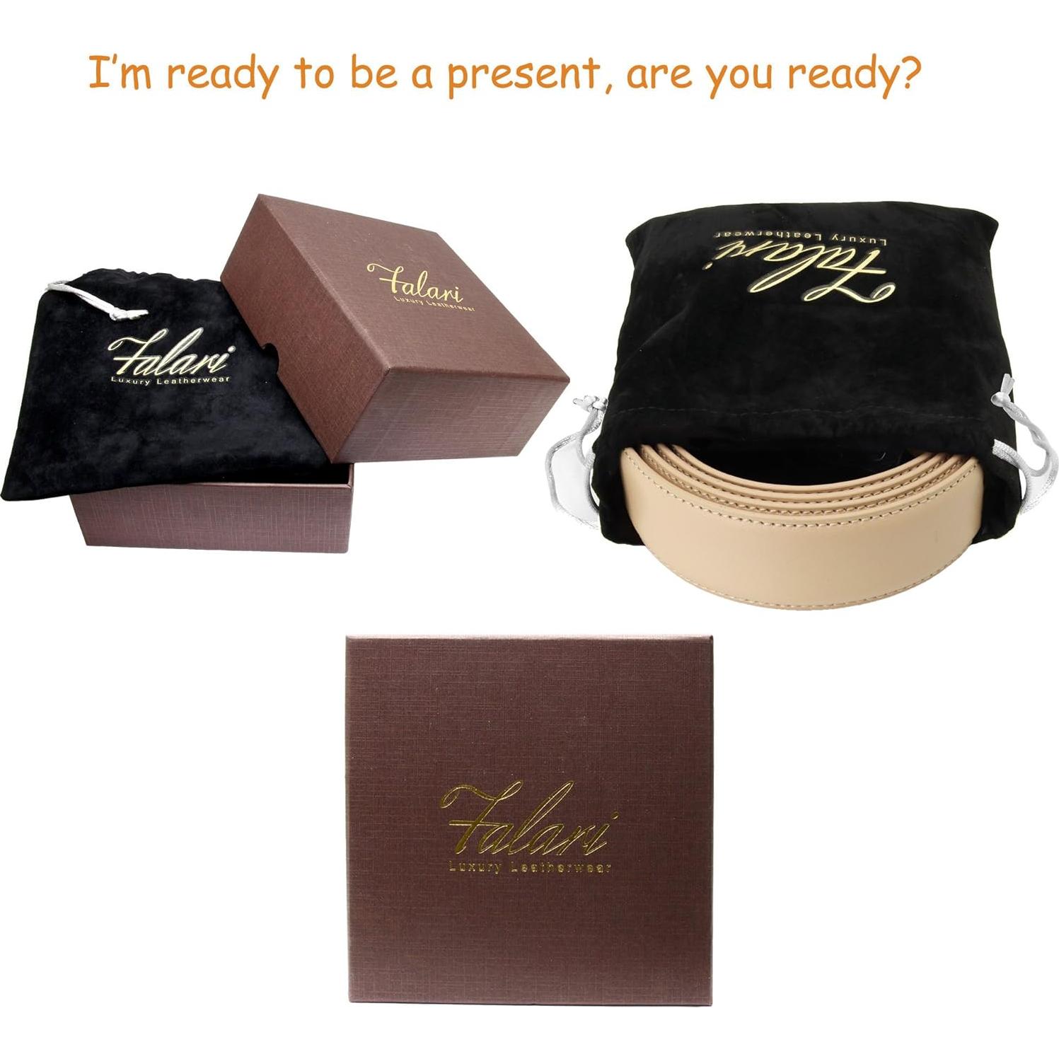 Cinturón de Cuero Genuino Falari Unisex Ajustable Beige 71-86 cm