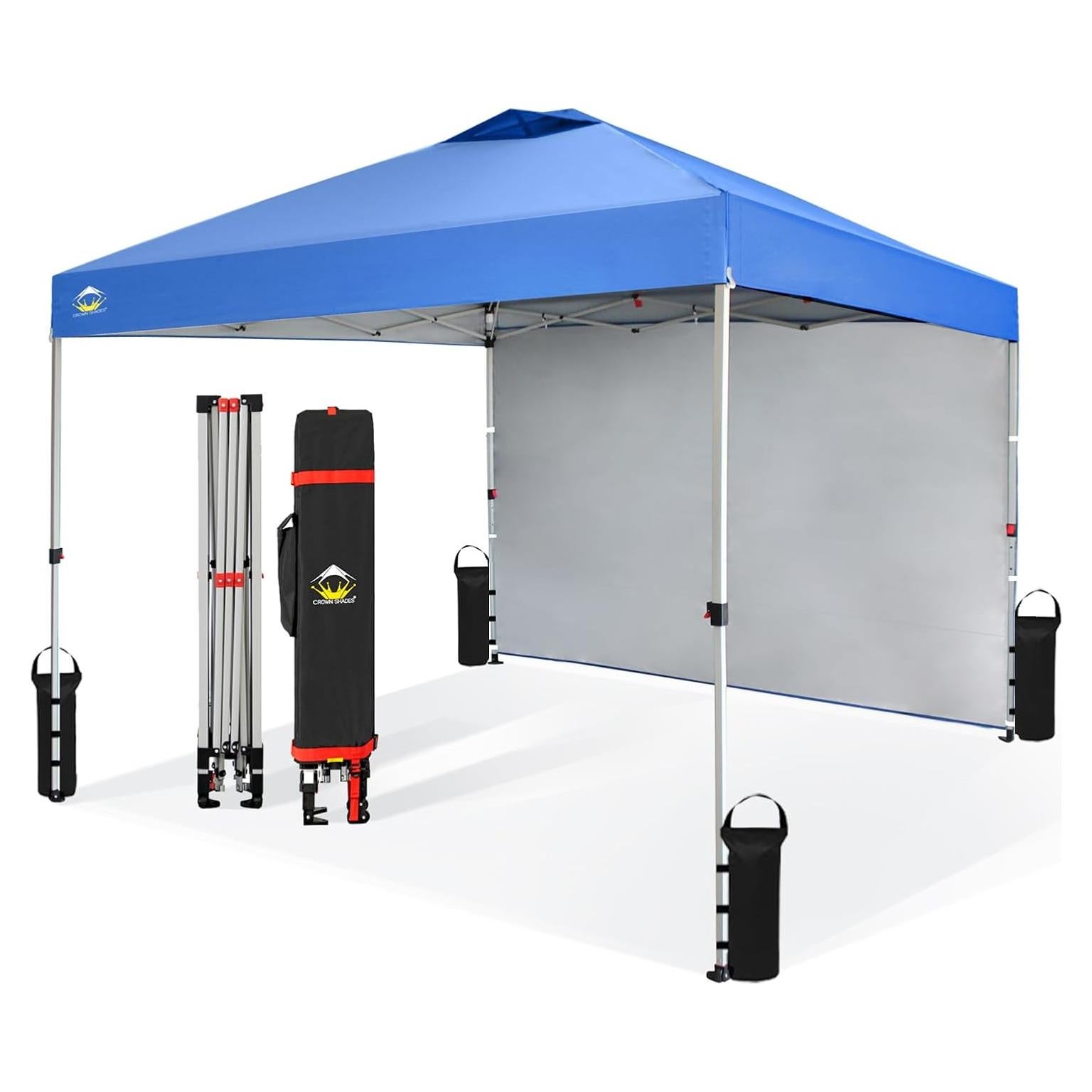 Carpa Plegable 3.05x3.05m CROWN SHADES con 1 Pared Lateral Azul