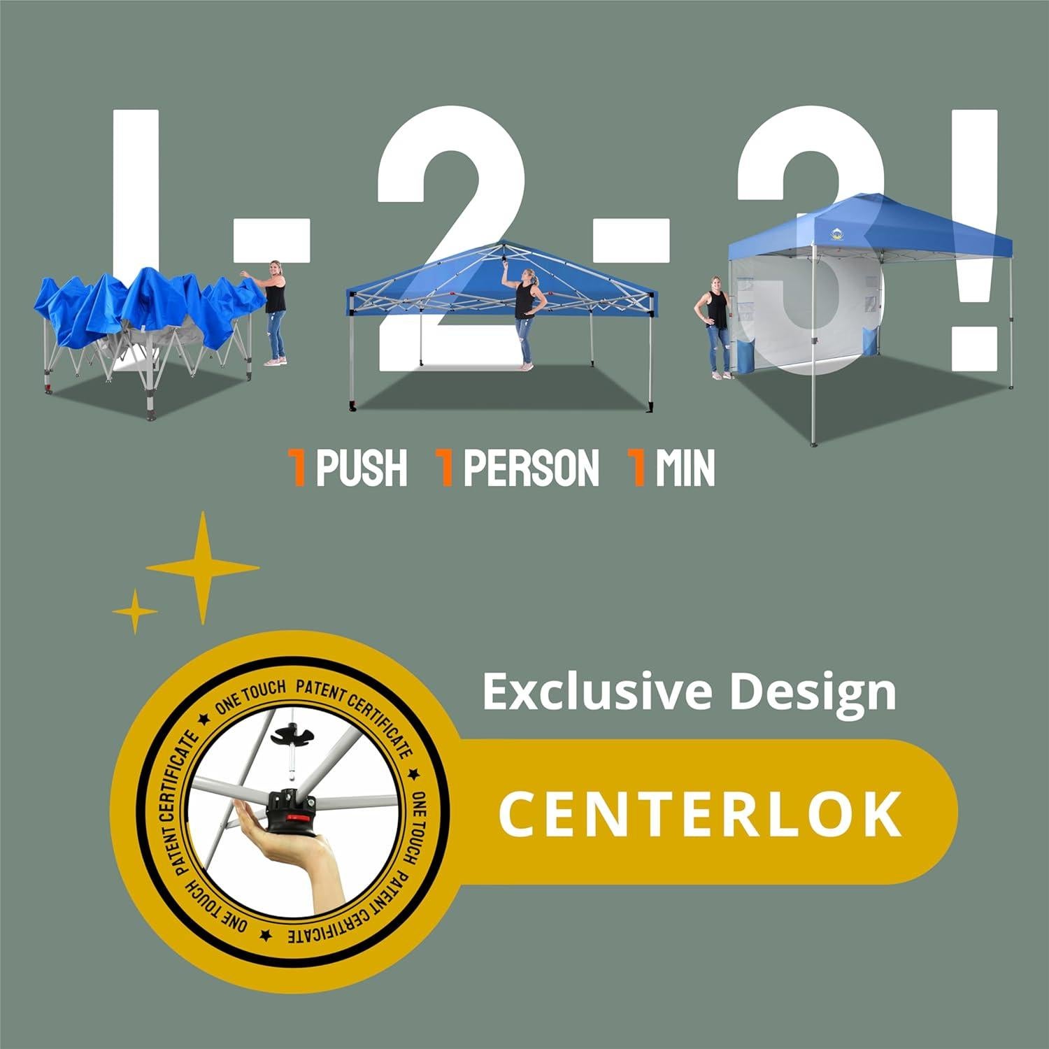 Carpa Plegable 3.05x3.05m CROWN SHADES con 1 Pared Lateral Azul