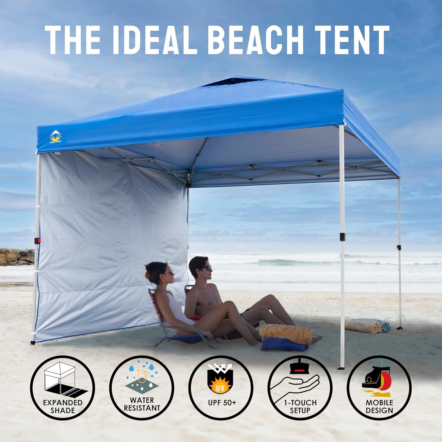 Carpa Plegable 3.05x3.05m CROWN SHADES con 1 Pared Lateral Azul
