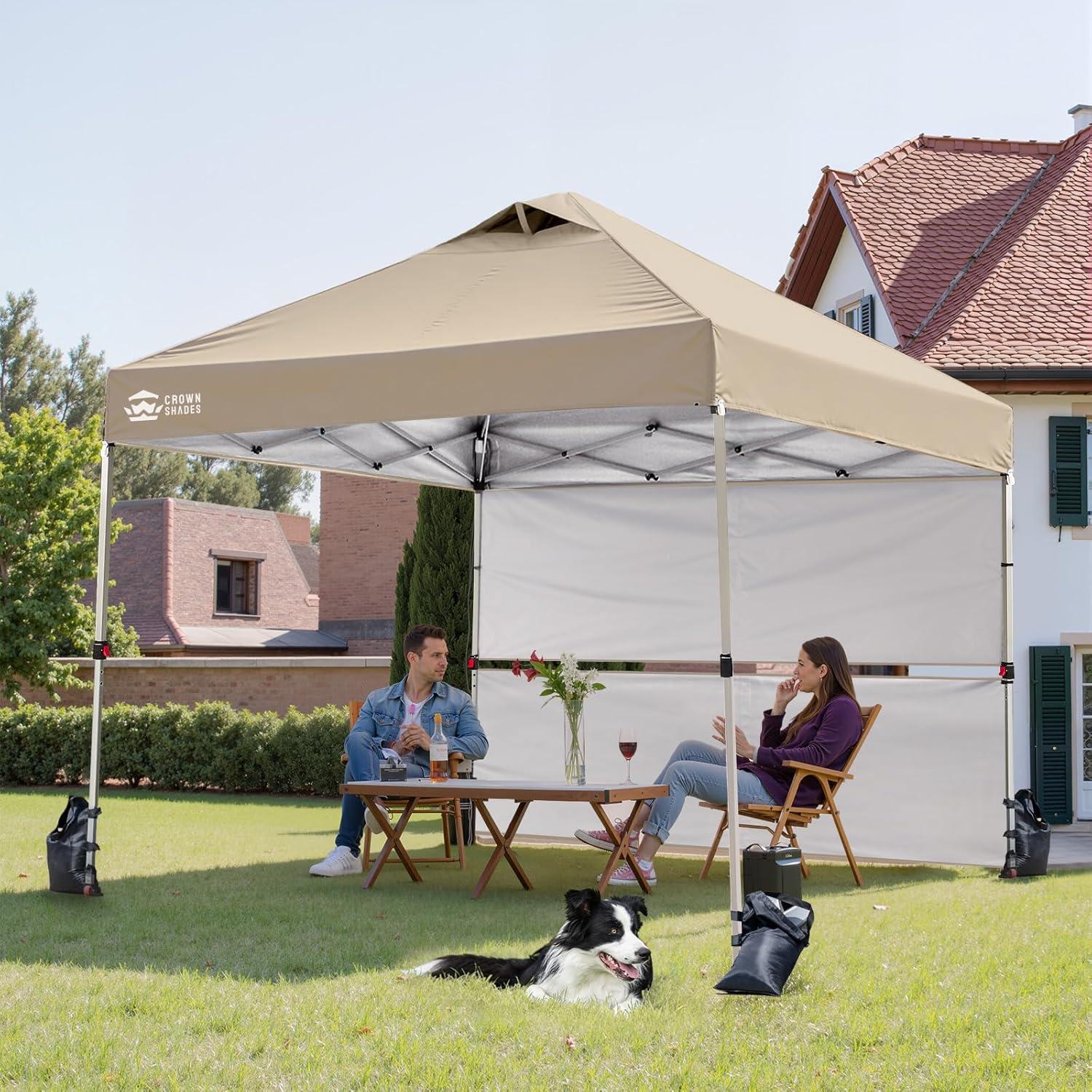 Carpa Plegable 10x10 CROWN SHADES Beige con 2 Paredes Laterales