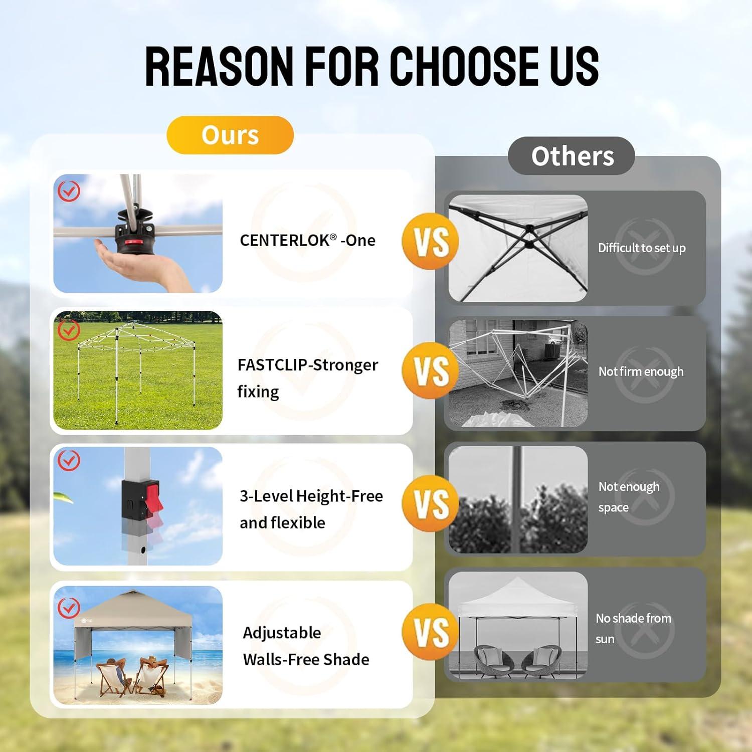 Carpa Plegable 10x10 CROWN SHADES Beige con 2 Paredes Laterales