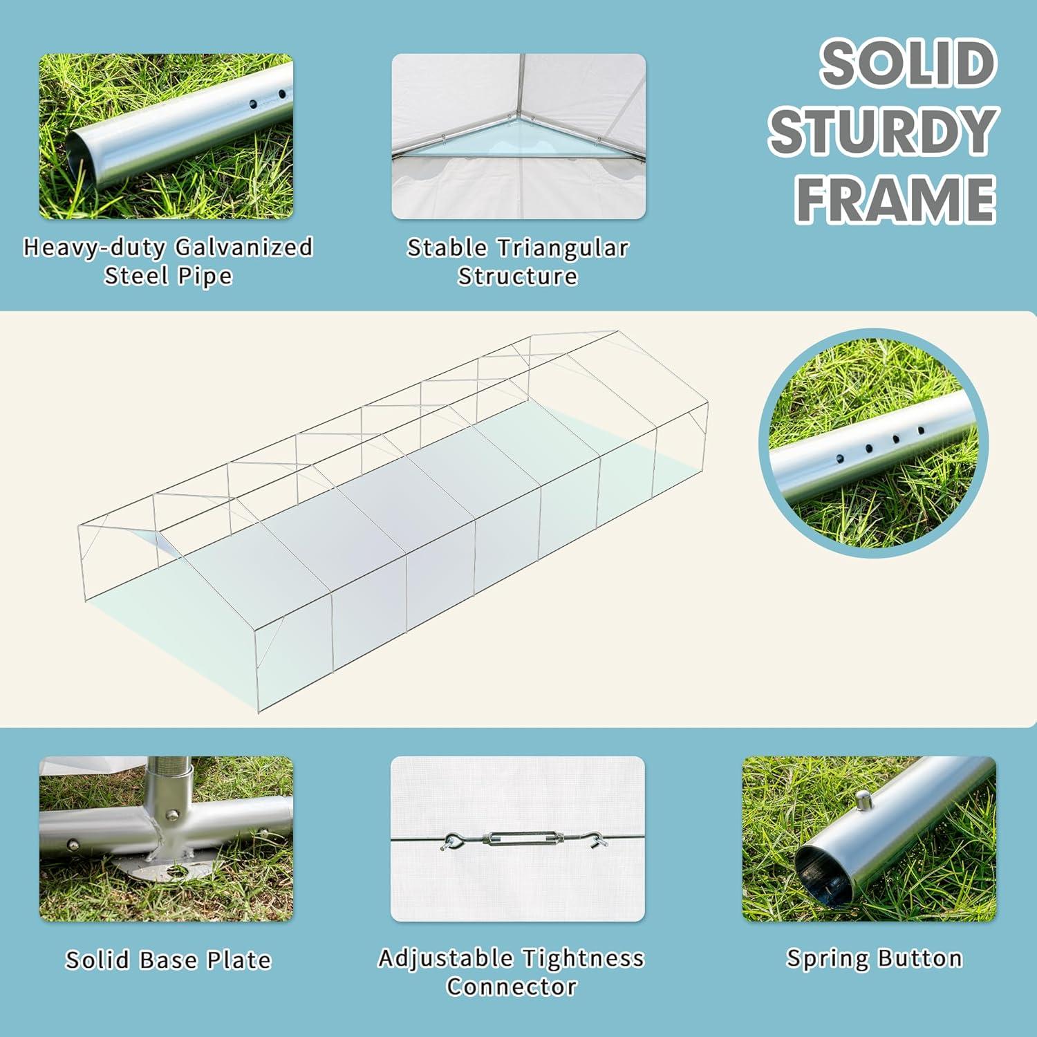 EROMMY 20x50ft Party Tent, Outdoor Wedding Tent, Heavy Duty Large Canopy Carport with Removable Sidewalls, 2 Roll-up Doors, 5 Storage Bags, Gazebo Shelter Tent for Party Event Commercials, White