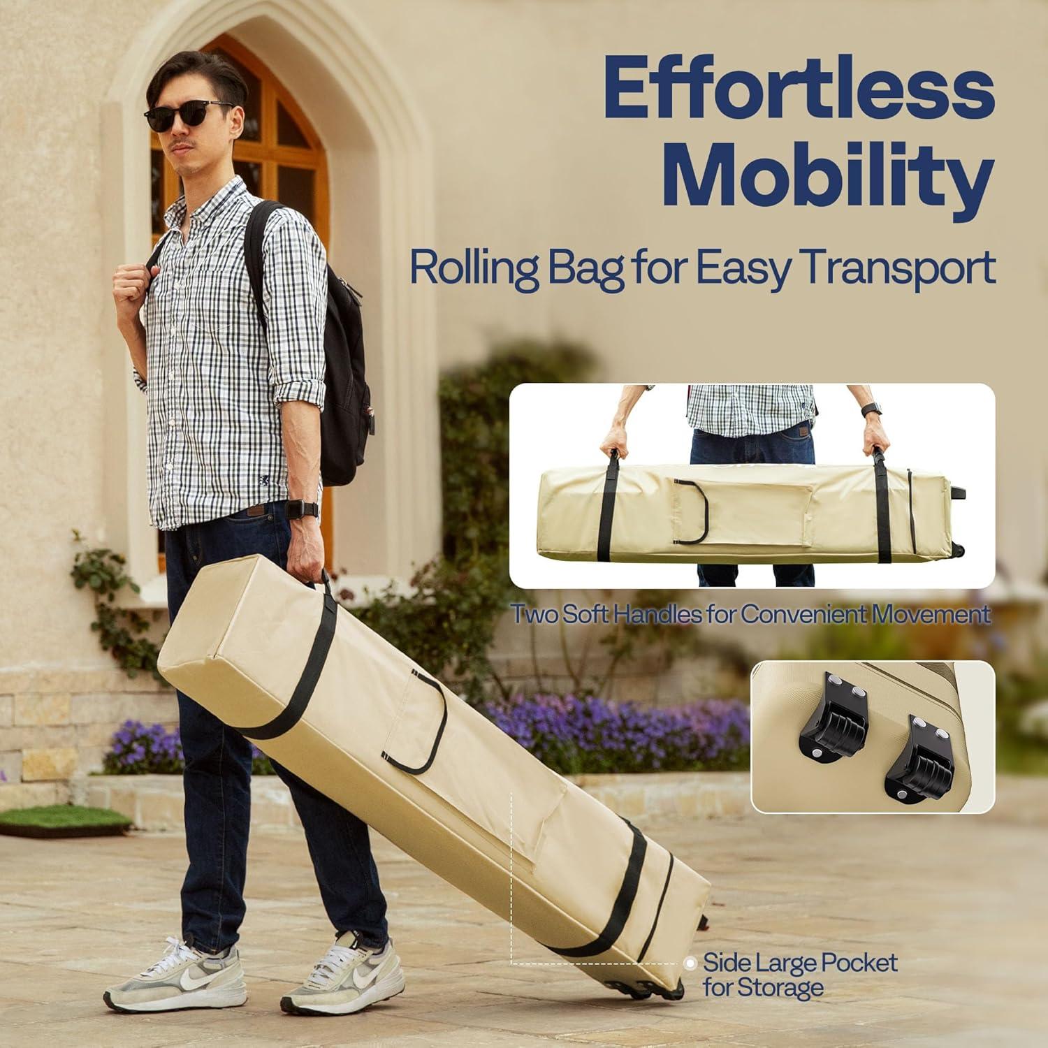 Carpa VIVOHOME 3x3m con Mosquitera y Ruedas Beige