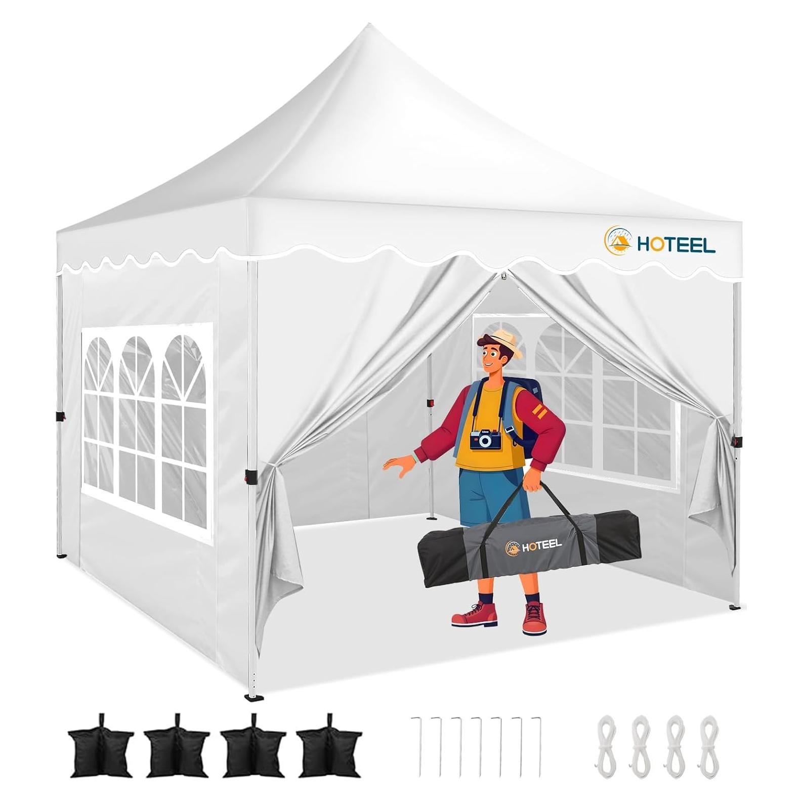 Carpa Plegable Hoteel 10x10m Impermeable UV50+ con 4 Paredes