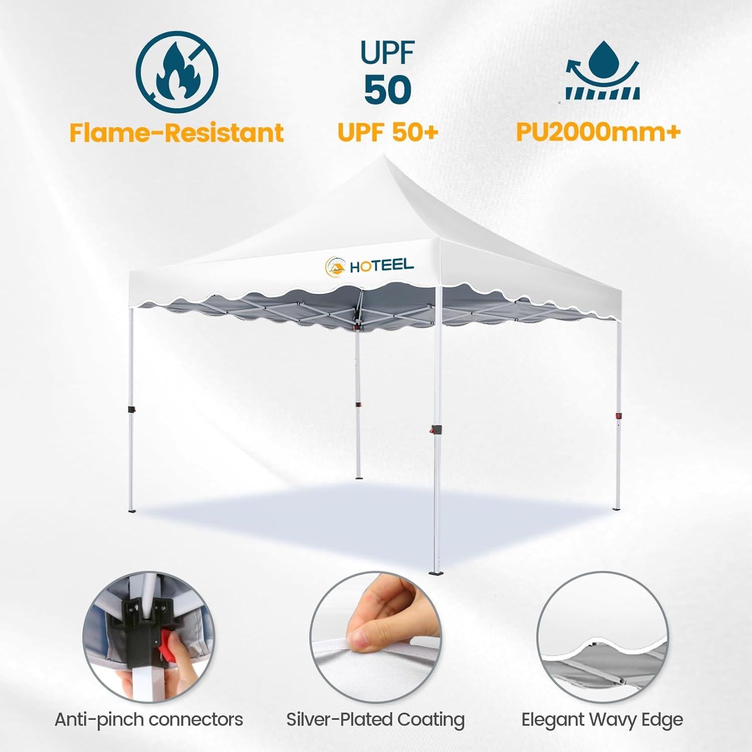 Carpa Plegable Hoteel 10x10m Impermeable UV50+ con 4 Paredes