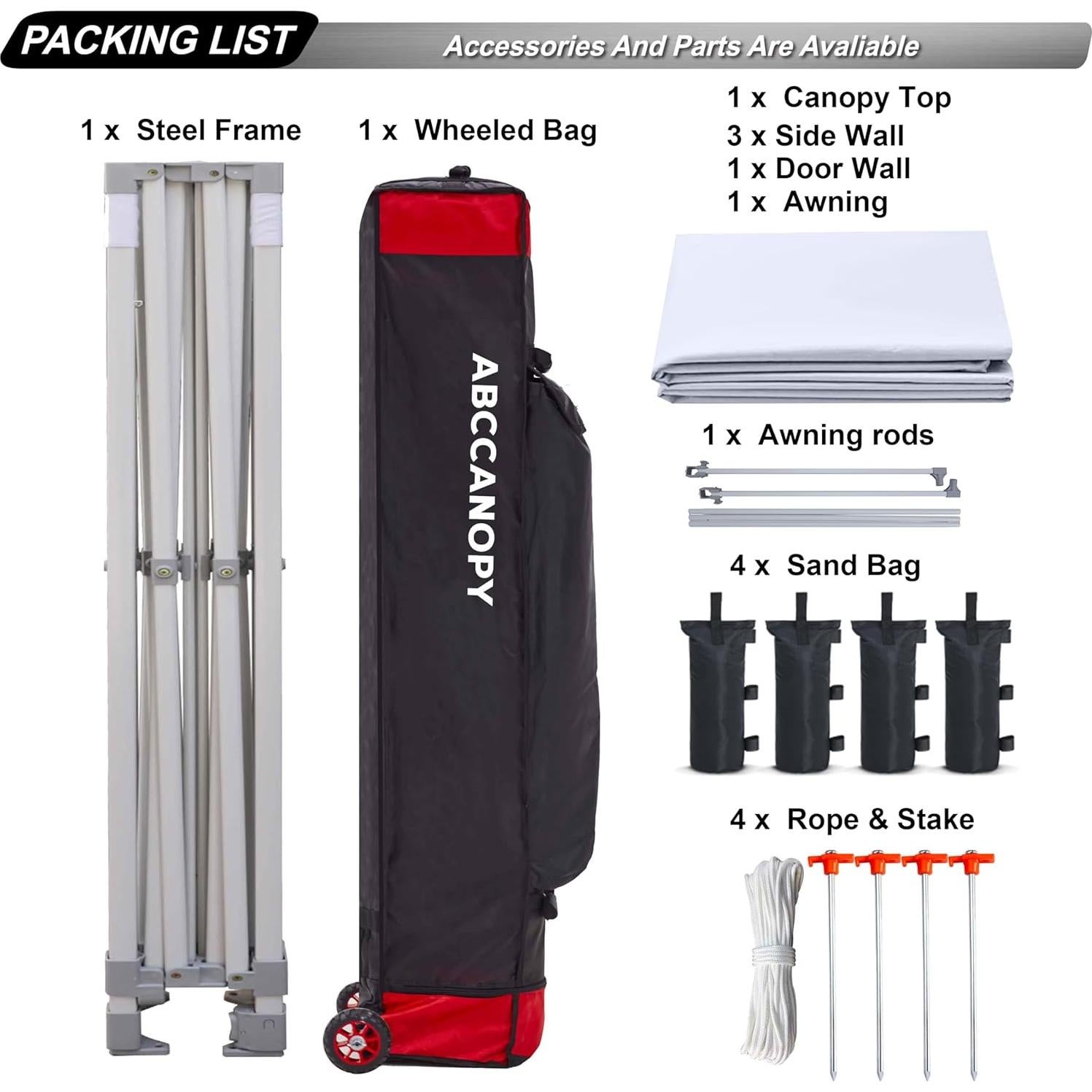 ABCCANOPY Pop up Canopy Tent with Awning and Sidewalls 10x10 Market -Series, White