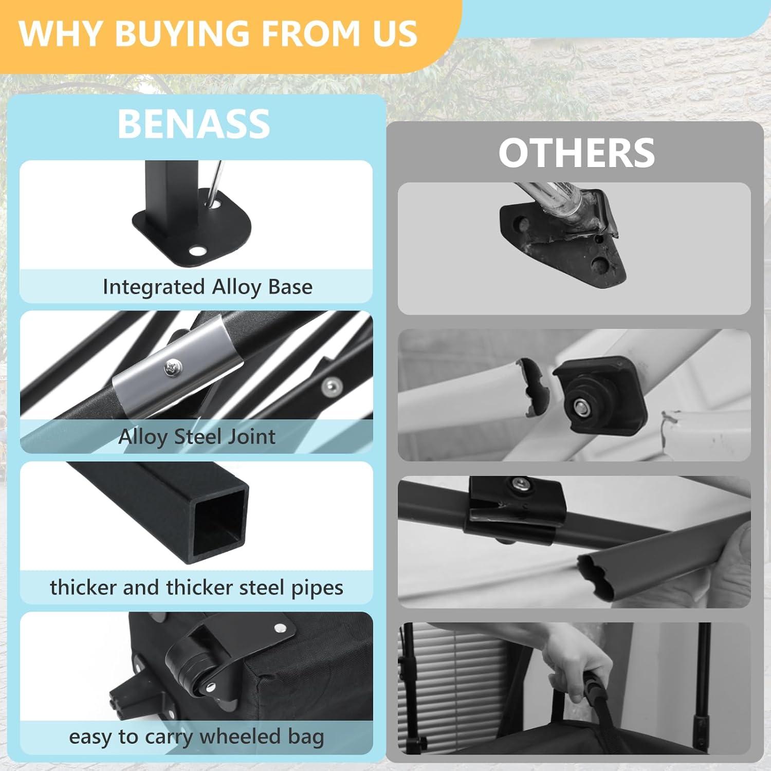 Carpa Plegable 3x3m Sannwsg Gris con 3 Paredes Laterales