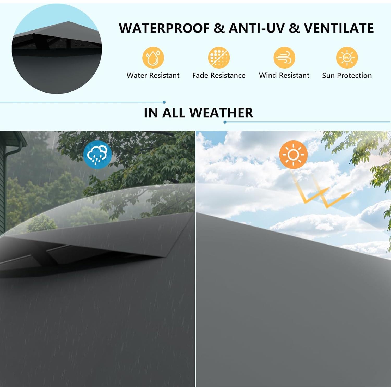 Carpa Plegable 3x3m Sannwsg Gris con 3 Paredes Laterales