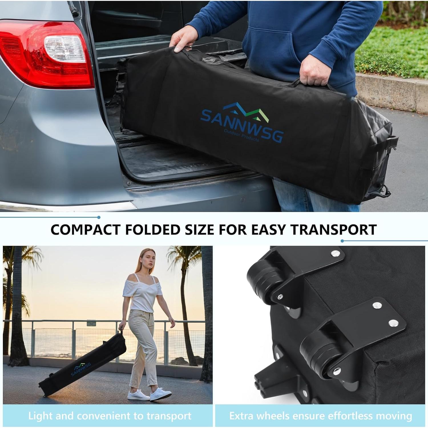 Carpa Plegable 3x3m Sannwsg Gris con 3 Paredes Laterales