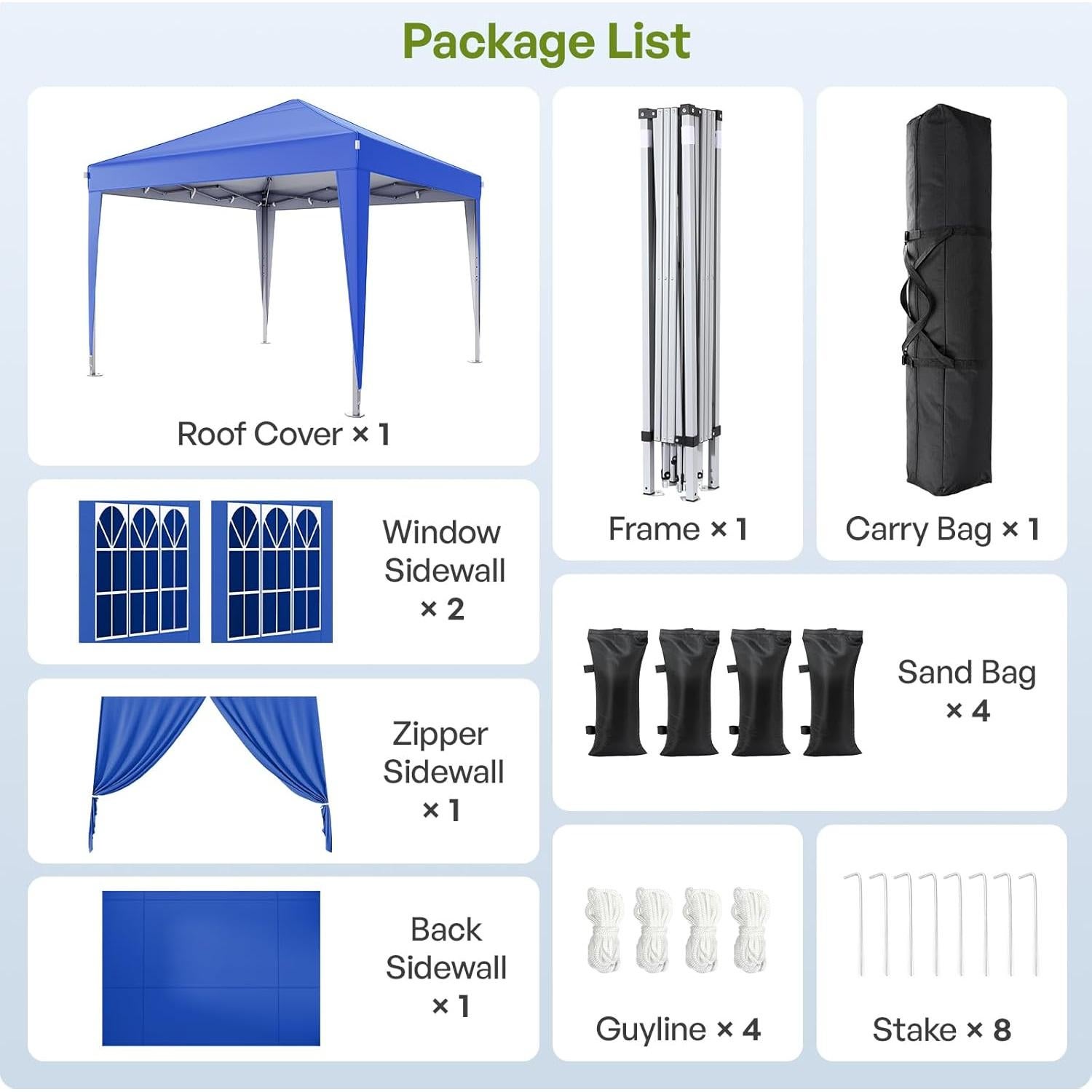 Carpa Plegable 3x3m Driftalia con Paredes Laterales - Azul