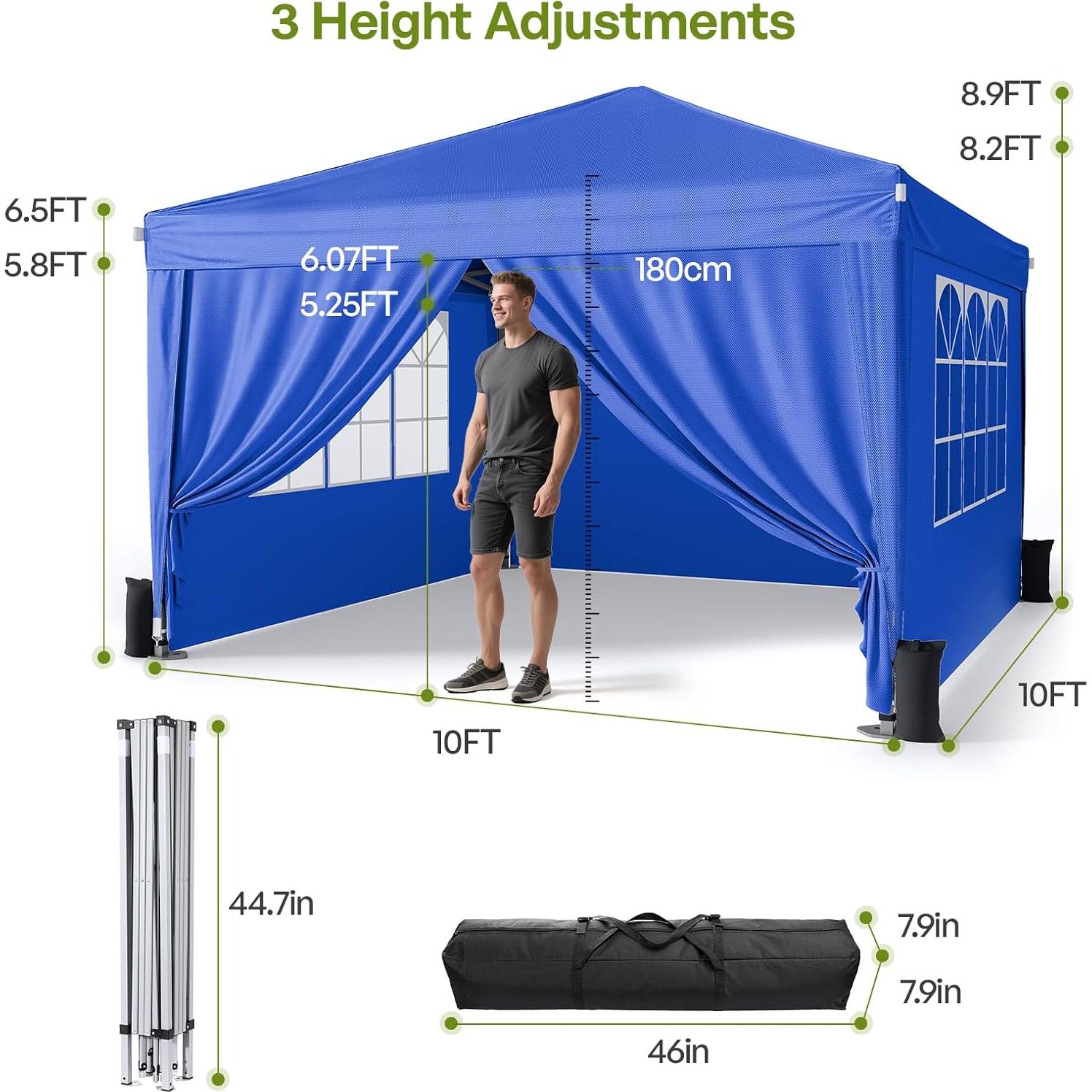 Carpa Plegable 3x3m Driftalia con Paredes Laterales - Azul