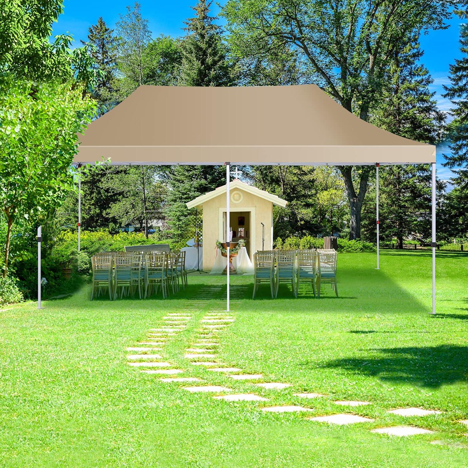 COBIZI 10x20 Pop Up Canopy with 6 Sidewalls, Conical Party Tent 10x20 with 3 Adjustable Height Waterproof, UV-Resistant EZ Outdoor Gazebo with Carry Bag, Sandbag, Stake, Rope for Parties, Commercial