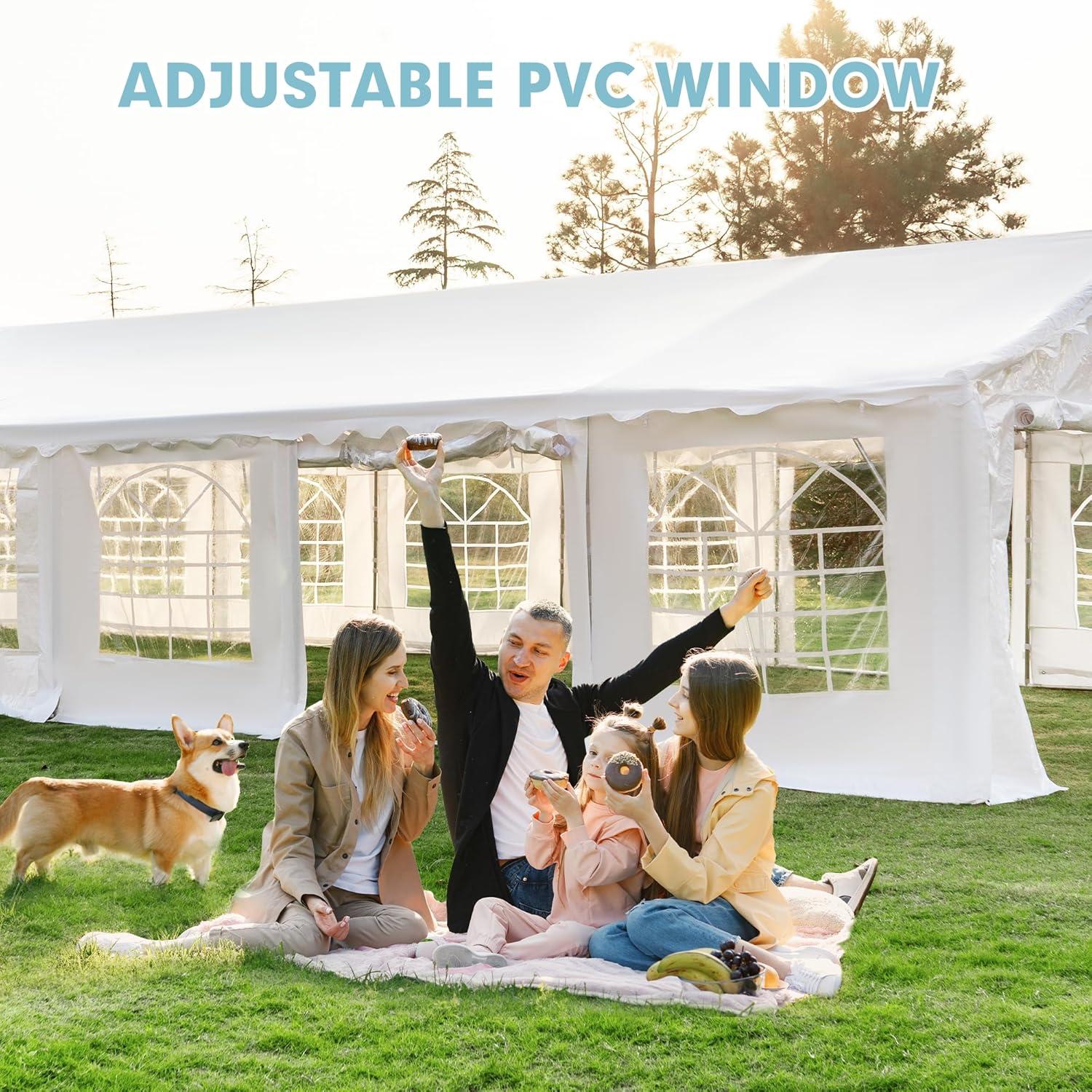 EROMMY 20x40ft Party Tent, Outdoor Wedding Tent, Heavy Duty Large Canopy Carport with Removable Sidewalls, 2 Roll-up Doors, 4 Storage Bags, Gazebo Shelter Tent for Party Event Commercials, White