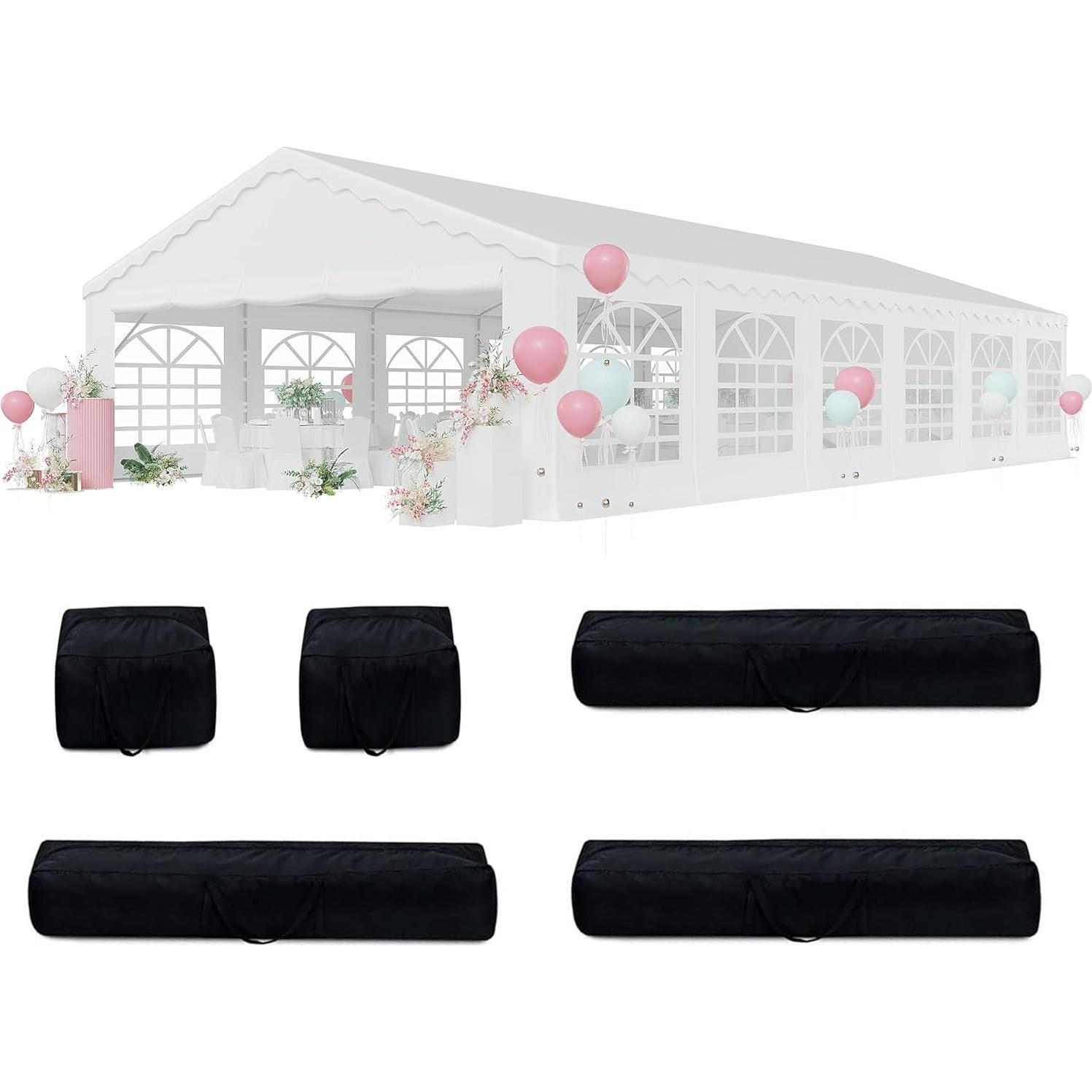 EROMMY 20x40ft Party Tent, Outdoor Wedding Tent, Heavy Duty Large Canopy Carport with Removable Sidewalls, 2 Roll-up Doors, 4 Storage Bags, Gazebo Shelter Tent for Party Event Commercials, White