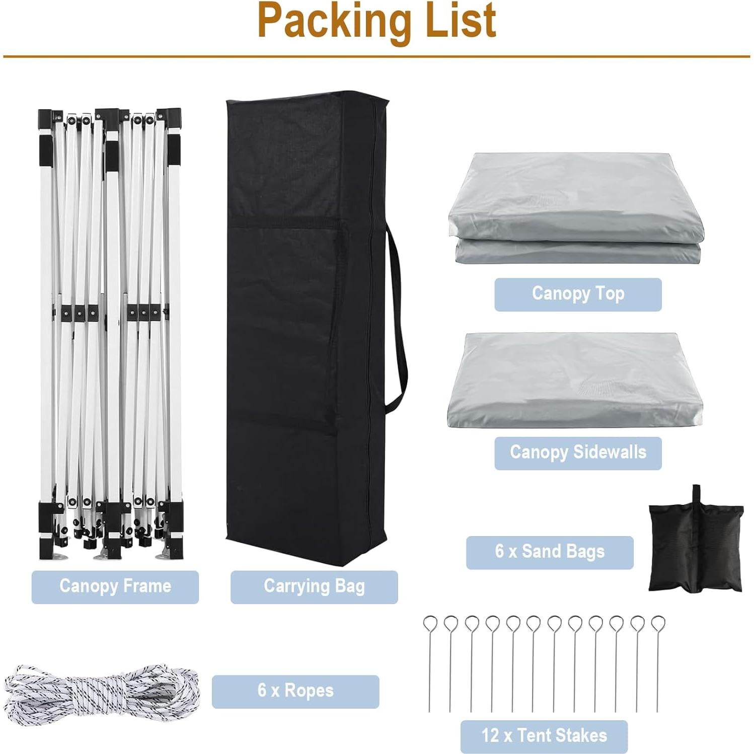 10x20 White Pop Up Canopy Outdoor Party Tent with 6 Sidewalls, Wedding Party Tent Outdoor Waterproof UV50 Canopy Event Shelter Tents for Parties, 6 pcs Weight Bag,Carry Bag