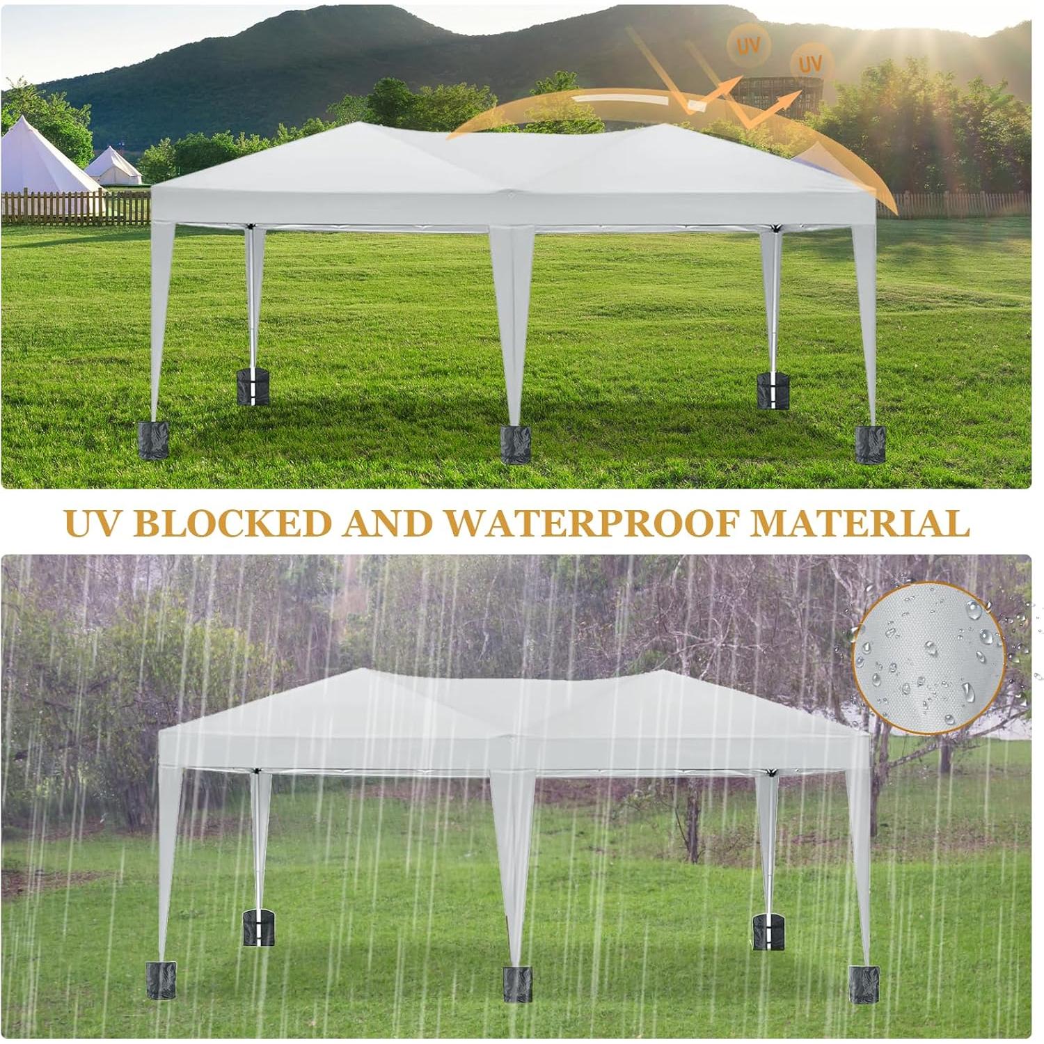 10x20 White Pop Up Canopy Outdoor Party Tent with 6 Sidewalls, Wedding Party Tent Outdoor Waterproof UV50 Canopy Event Shelter Tents for Parties, 6 pcs Weight Bag,Carry Bag