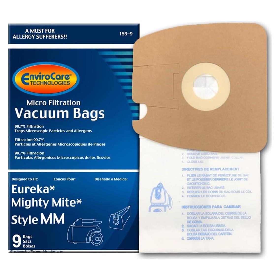 Bolsas de Aspiradora EnviroCare 9 Unidades para Eureka