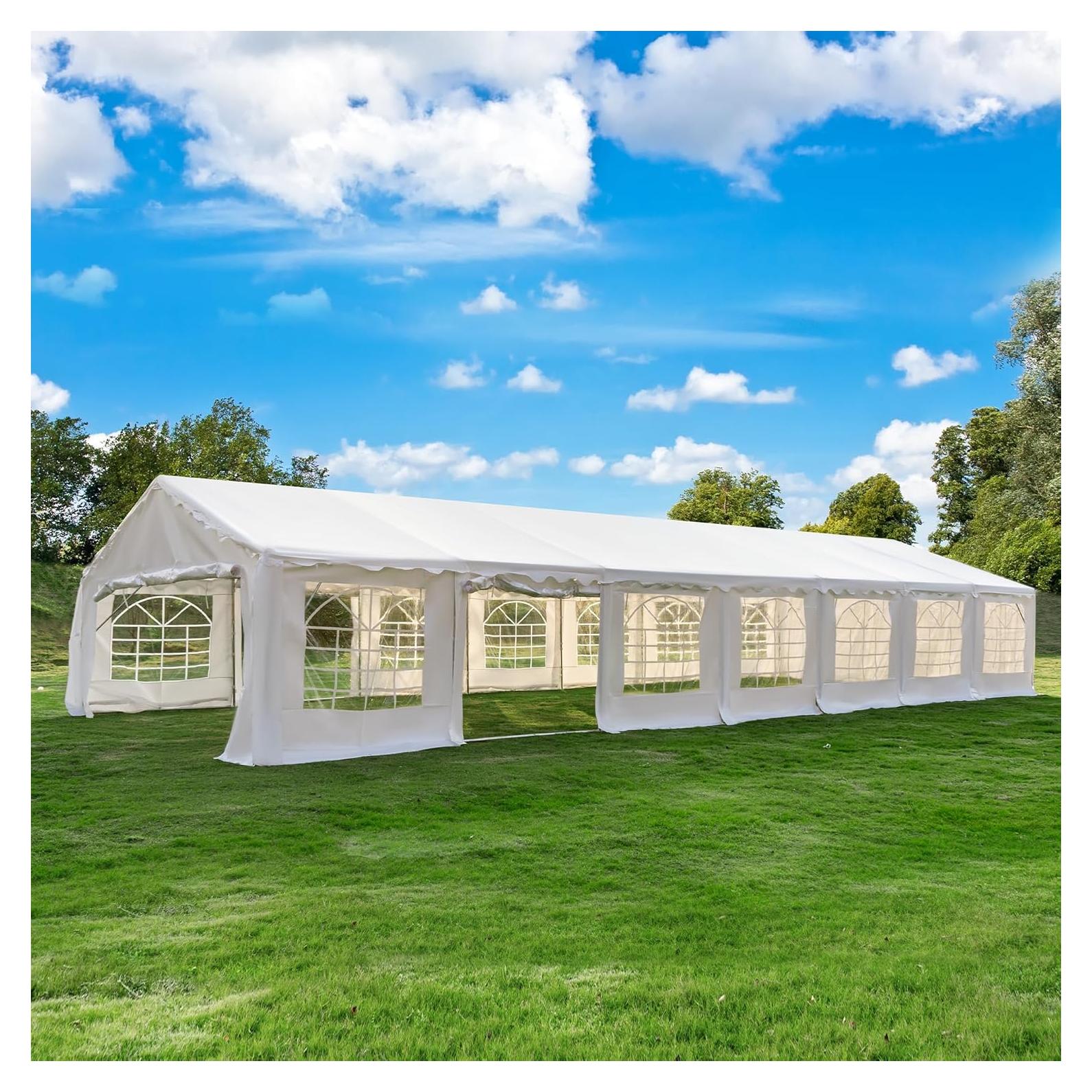EROMMY 20x50ft Heavy Duty Party Tent, Large Outdoor Wedding Canopy with Removable Sidewalls, 2 Roll Up Doors, White Commercial Gazebo for Events, Includes 5 Storage Bags
