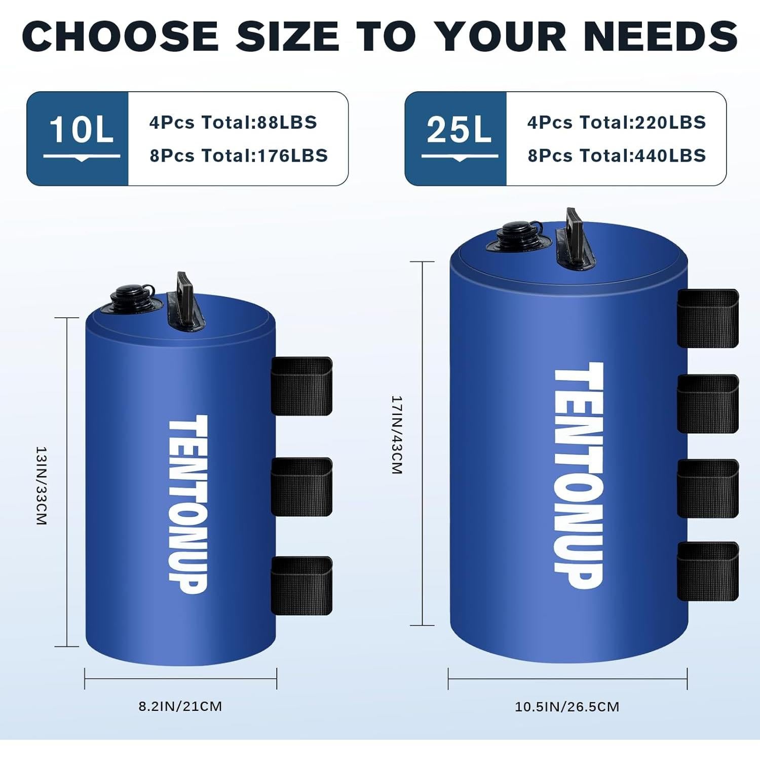 Bolsas de Peso para Carpa TENTONUP 220LBS 4PCS Azul