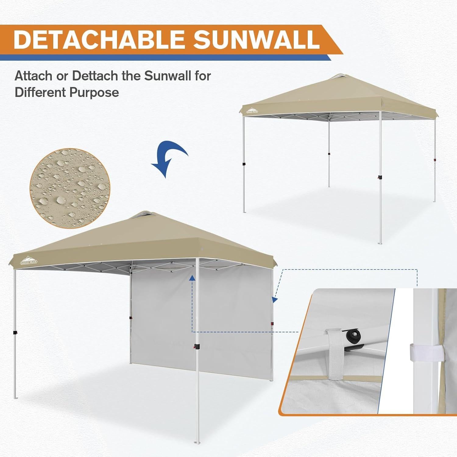 Carpa Pop Up EAGLE PEAK 10x10 Beige Claro con Pared Lateral