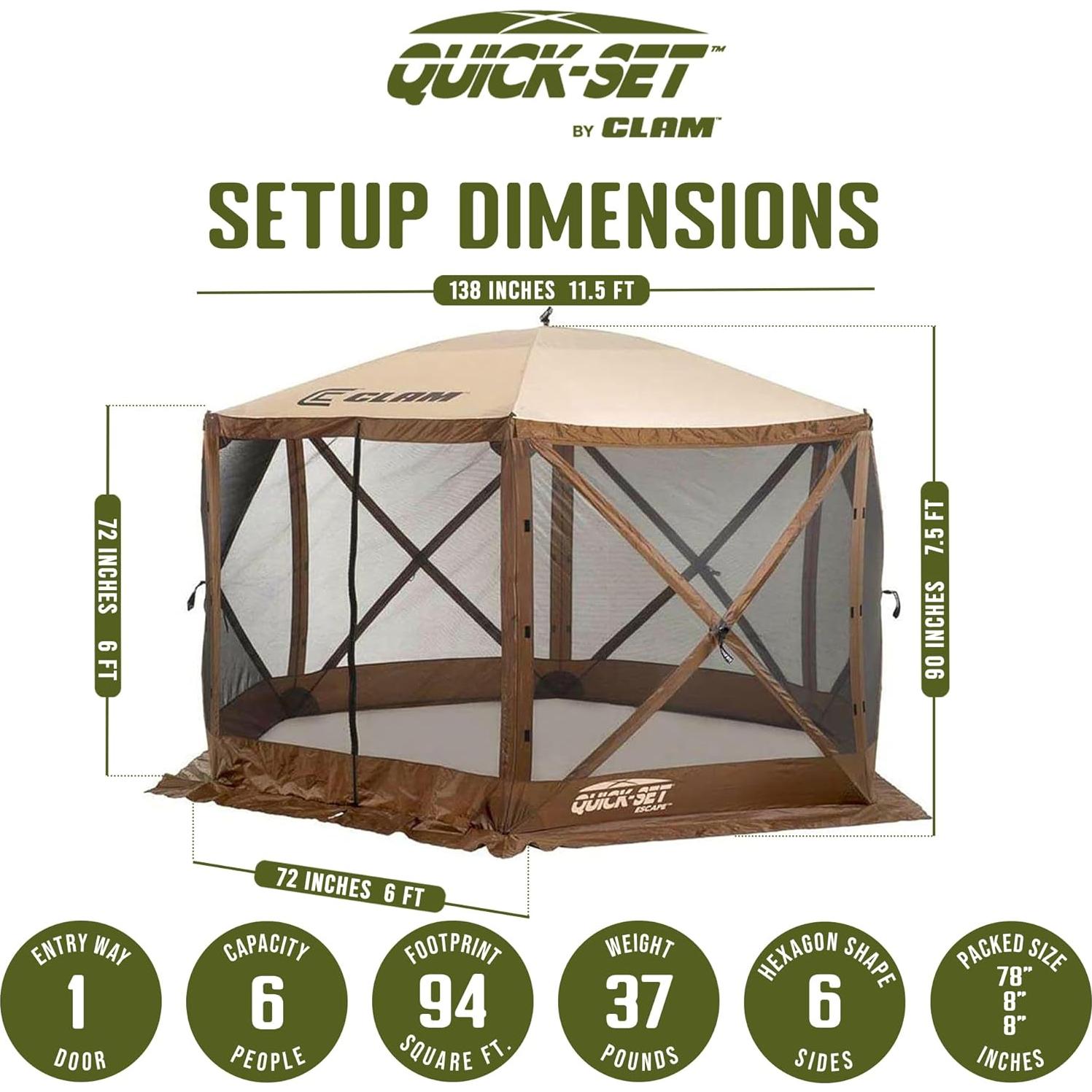 Carpa Plegable CLAM 3.5x3.5m Marrón con Mosquitera