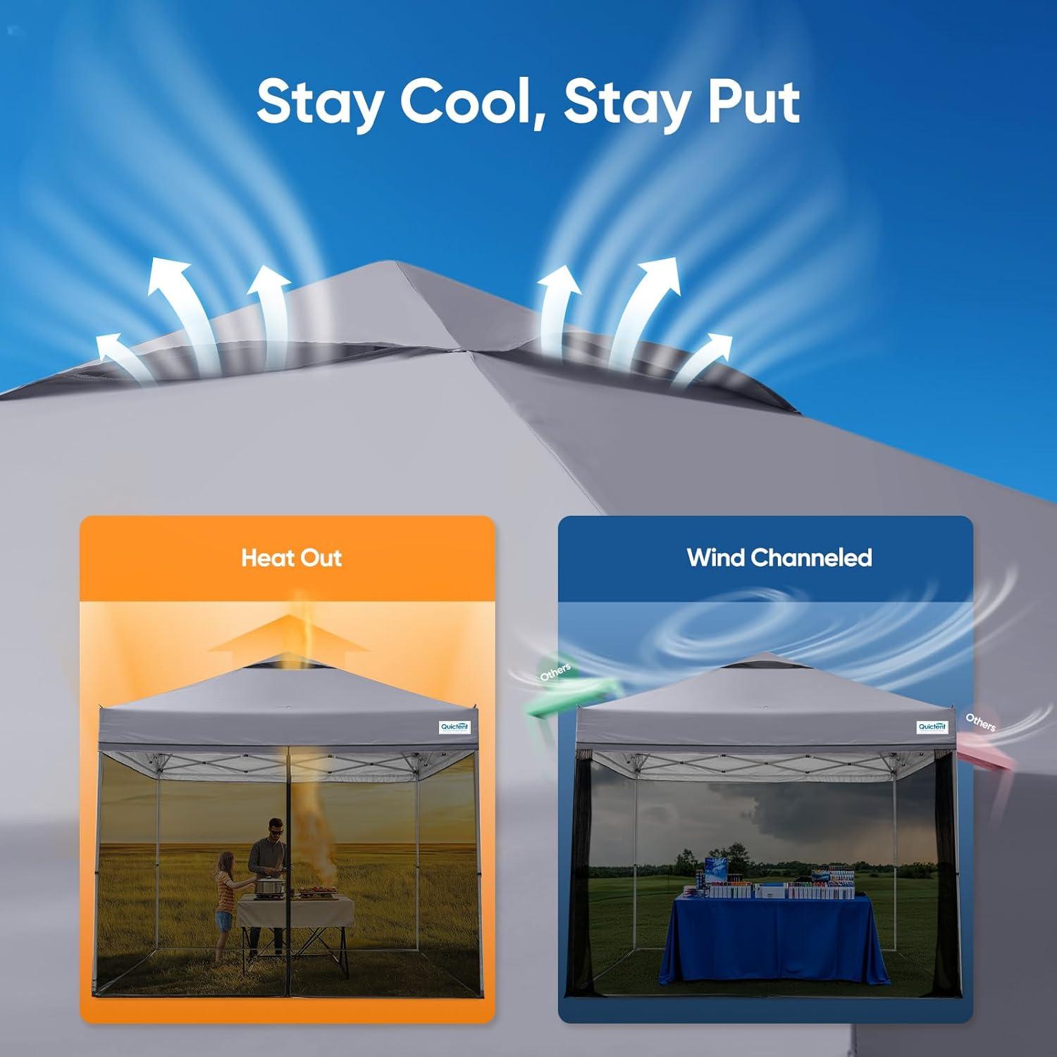 Quictent 10x10 Pop Up Screened Canopy Tent, Instant Setup Gazebo for 1 Person with Netting, Portable & Compact, Waterproof & UV Protection, Ideal for Camping, Beach, Parties, and Outdoor Events