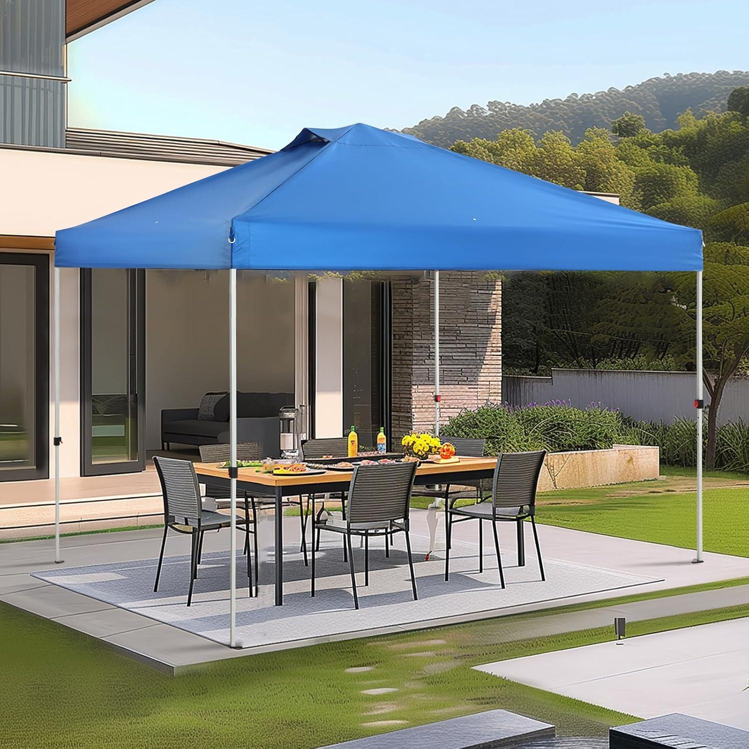 Sophia & William Canopy Tent Pop Up 10x10 ft, Outdoor Patio Portable Commercial Canopies Shelter Heavy Duty Straight Legs with Roller Bag, 8 Stakes, 4 Guy Ropes, UPF50+, Blue
